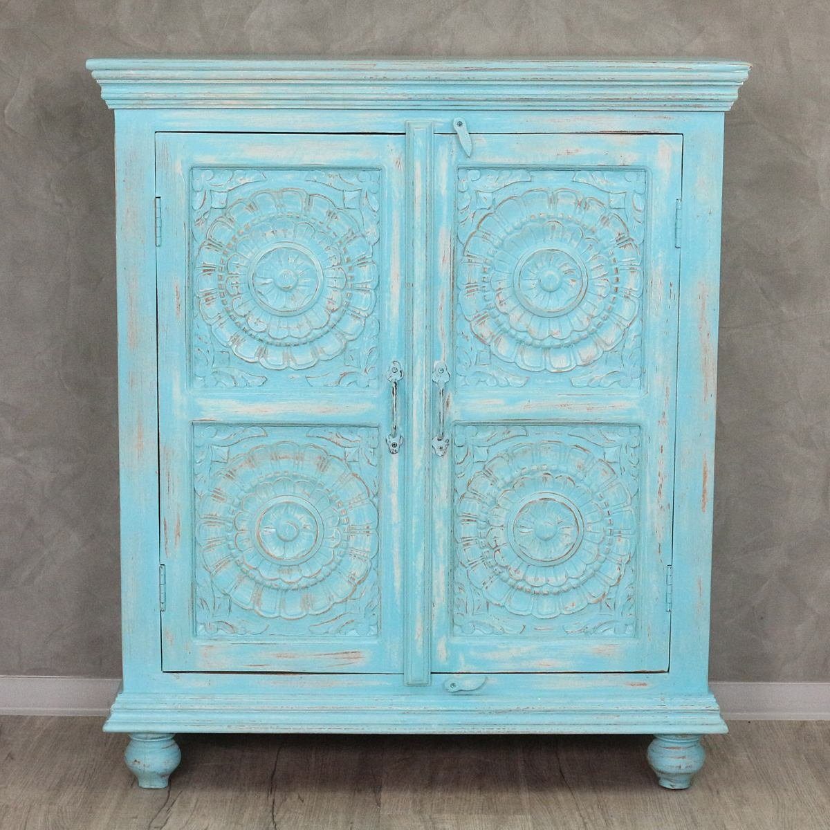 Oriental Galerie Unterschrank Schrank Kommode Leela Indien Blau 90 cm