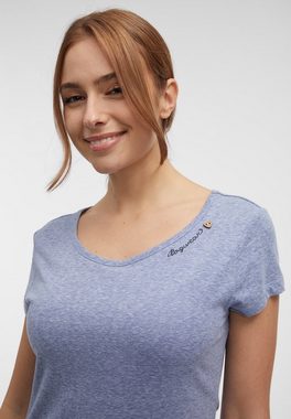 Ragwear Kurzarmshirt MINTT Basic Shirt mit Zierknopf und Logostickerei