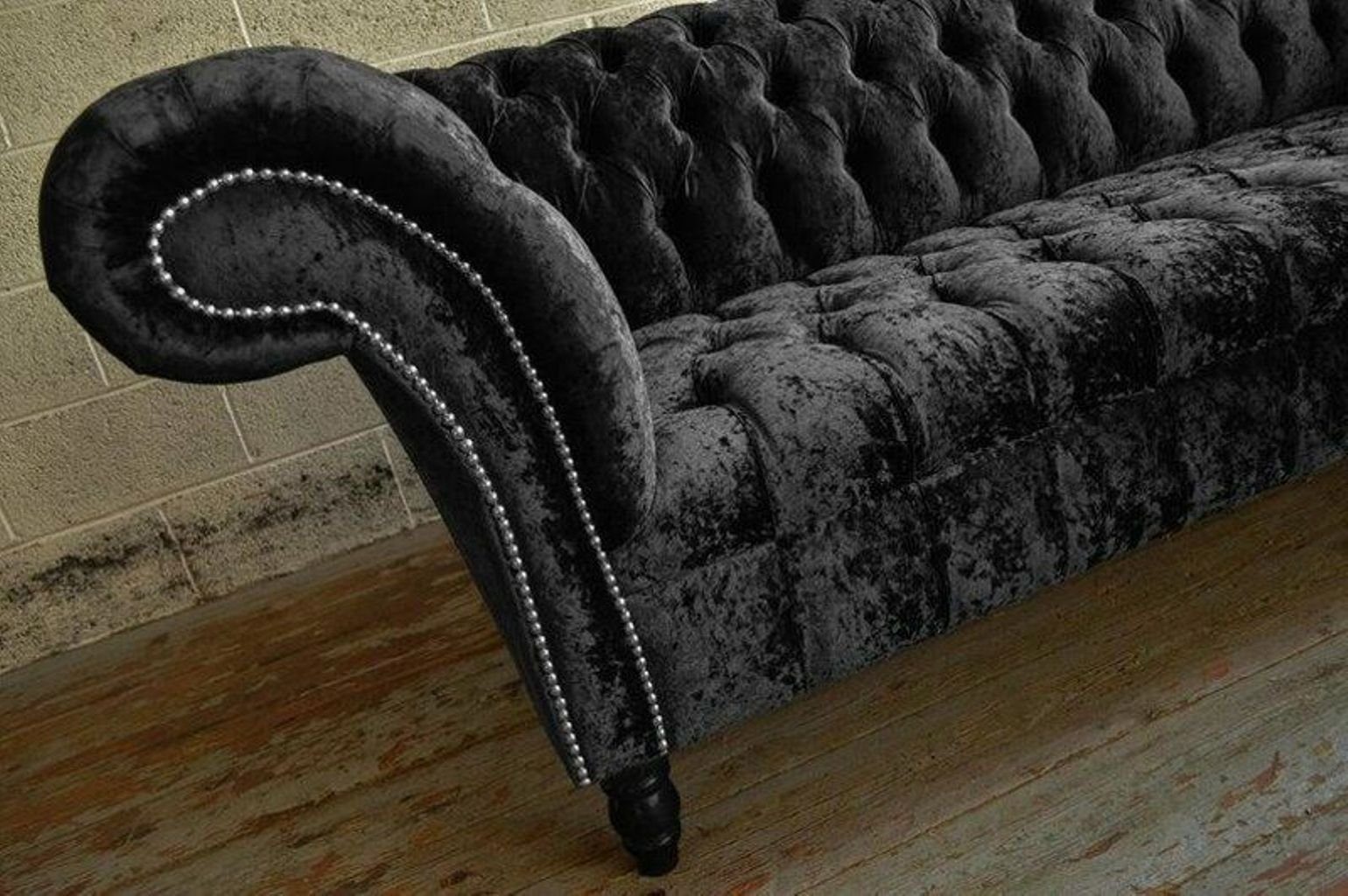 Textil Polster Leder Stoff JVmoebel Couch Chesterfield-Sofa, 3 Sitz Chesterfield Sitzer
