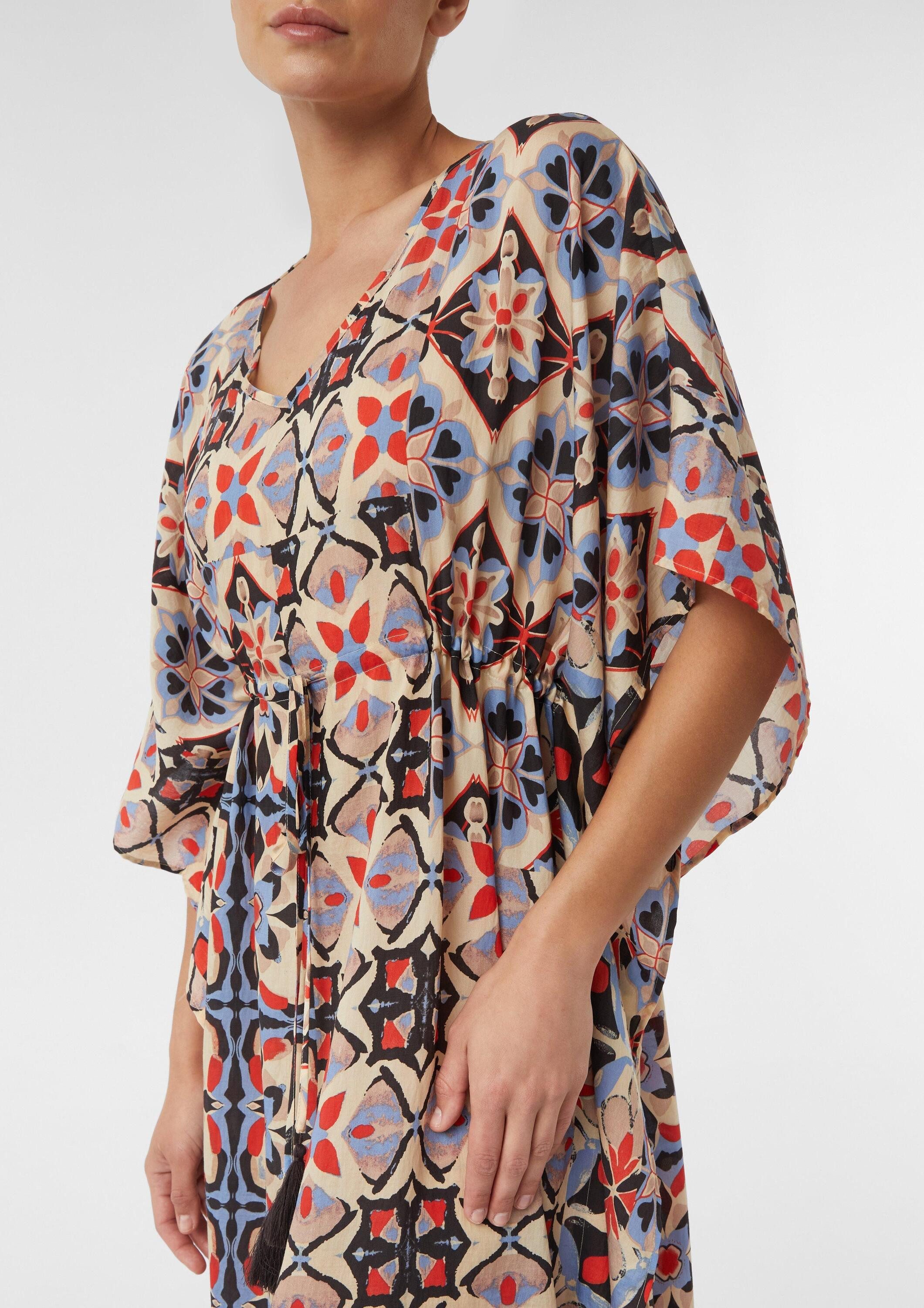 comma Poncho Accessories Fließender Kaftan mit Grafik-Print und Bindeband