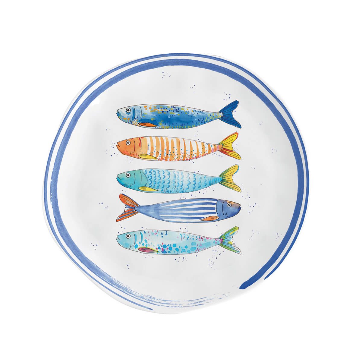 EasyLife Kuchenteller Bord de Mer, Spülmaschinengeeignet, Weiß, Motiv: Fische