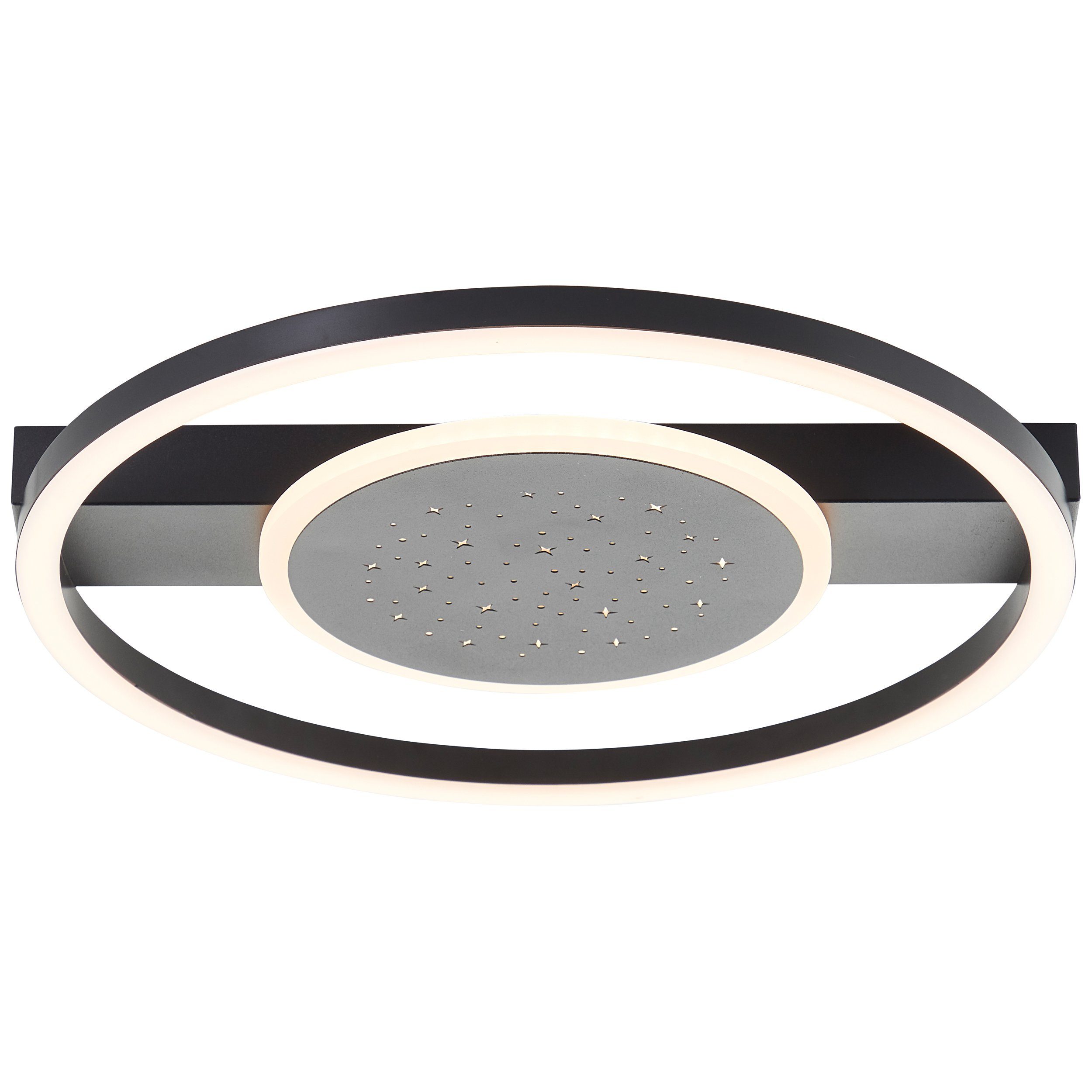 BreLight LED Deckenleuchte Reno, LED fest integriert, Warmweiß, 37 x 37 cm, 2400 lm, 3000 K, Sternenglanz, schwarz