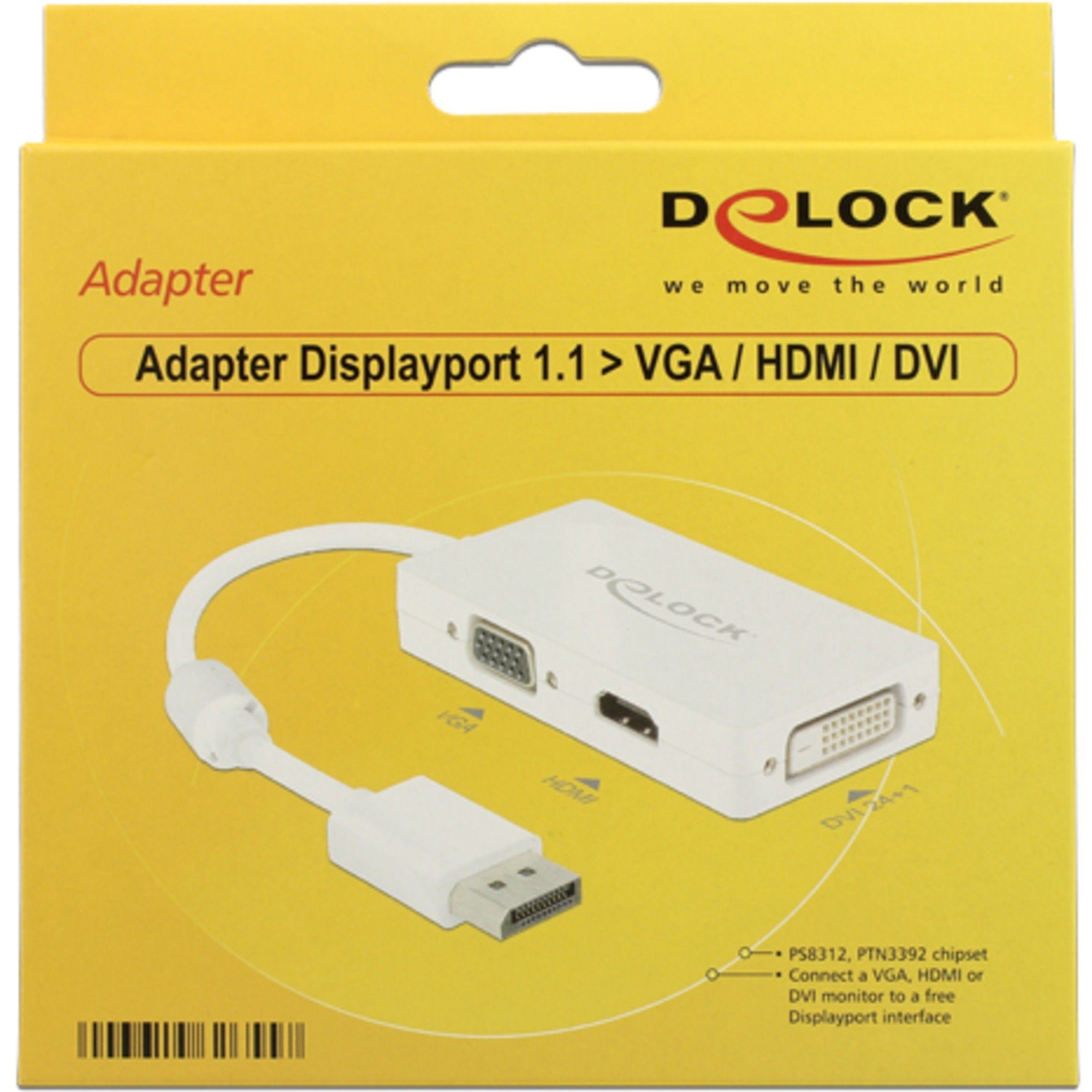 DeLOCK Adapter Displayport > VGA / HDMI /DVI-D, Audio- & Video-Adapter