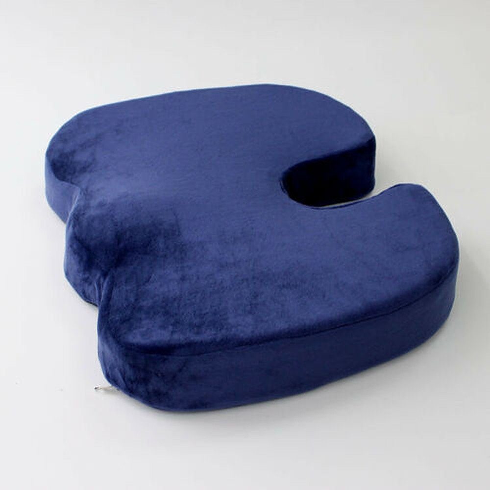 FiduMed Sitzkissen Visco Gel-Beschichtung Blau Sitzerhöhung mit Sitzkissen Steißbeinkissen Stuhlkissen, Orthopädisches Gedächtnisschaum