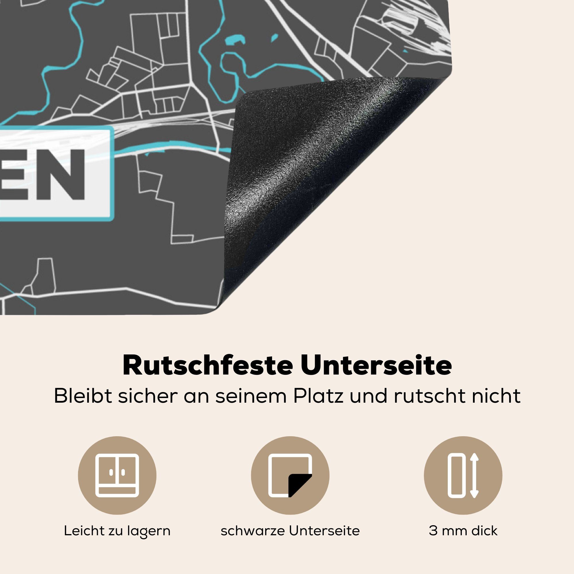 MuchoWow Herdblende-/Abdeckplatte Karte - Ceranfeldabdeckung, für Deutschland - - Garbsen (1 - Blau, 78x78 küche cm, tlg), Arbeitsplatte Vinyl, Stadtplan
