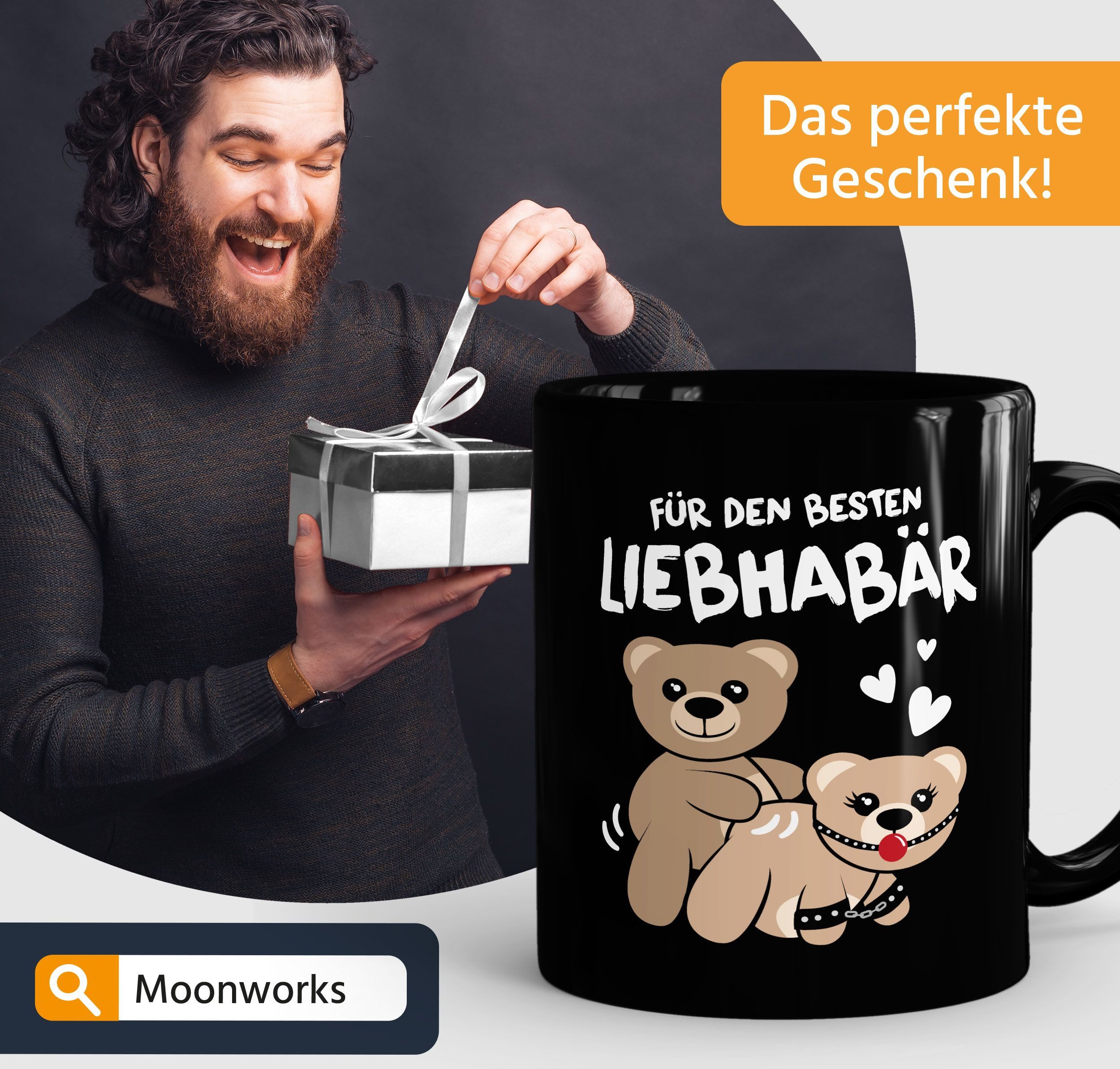 MoonWorks Tasse Kaffee-Tasse Liebe lustig Bär Geschenk Partner Mann Liebhaber, Keramik – Bild 4 von 5