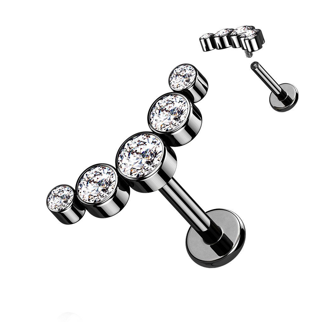 Taffstyle Piercing-Set Piercing Ohr Bogen flach 5 Kristalle Schwarz Clear 1 günstig online kaufen