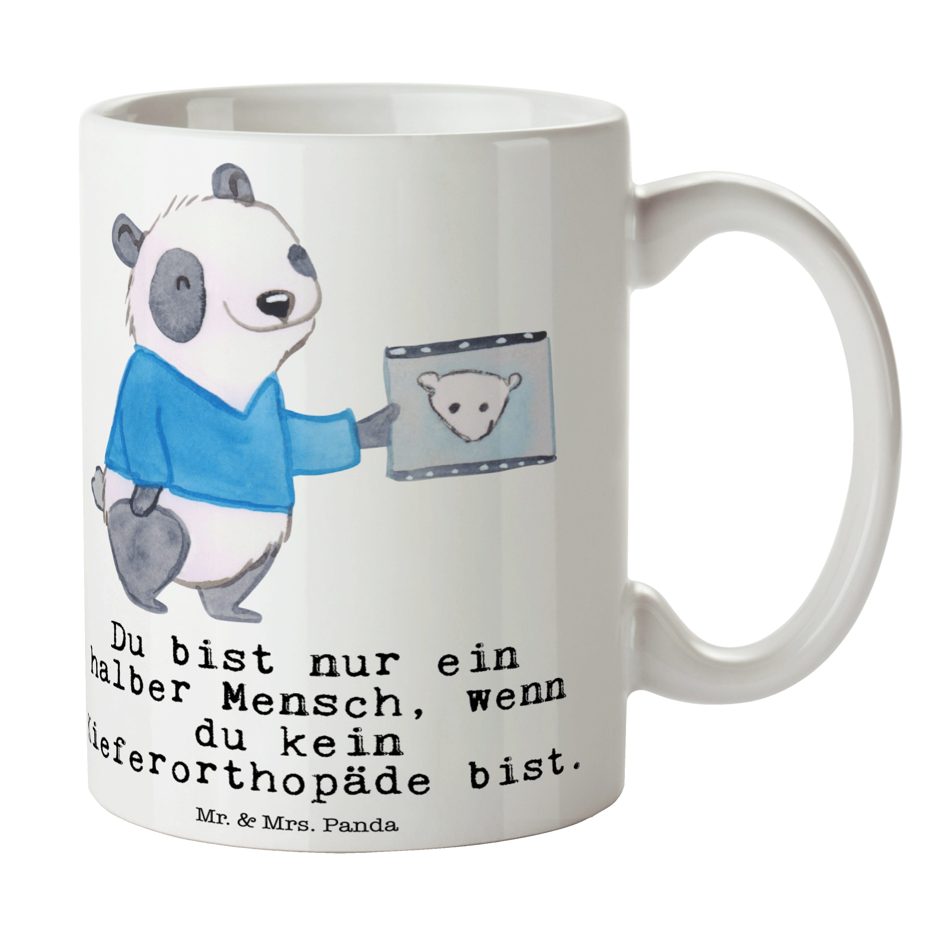 Mr. & Mrs. Panda Tasse Kieferorthopäde mit Herz - Weiß - Geschenk, Kaffeetasse, Geschenk Tas, Keramik