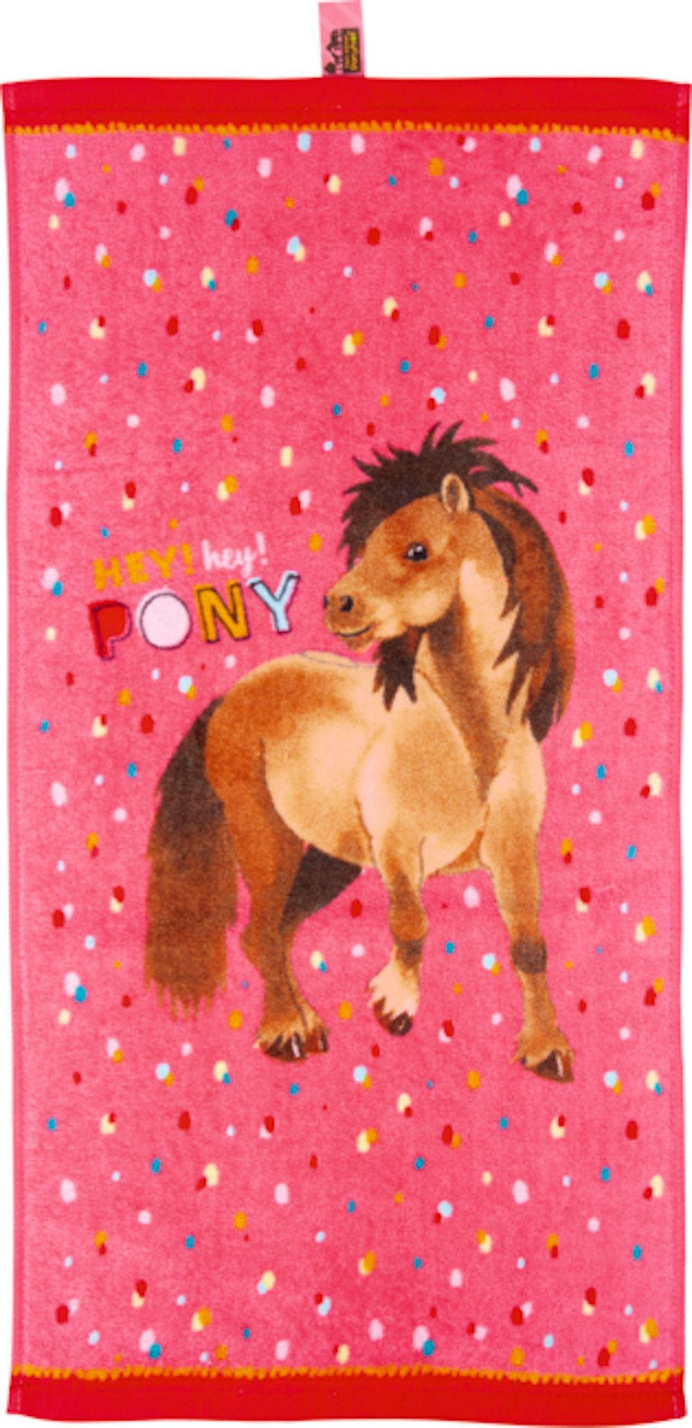 Zauberhandtuch Pony" das gepresstes entfaltet. im rot Gästehandtuch Ponyhof Baumwolle kleiner (1-St), DIE sich "Hey! COPPENRATH Mein In Wasser Handtuch, Form Pferde, SPIEGELBURG