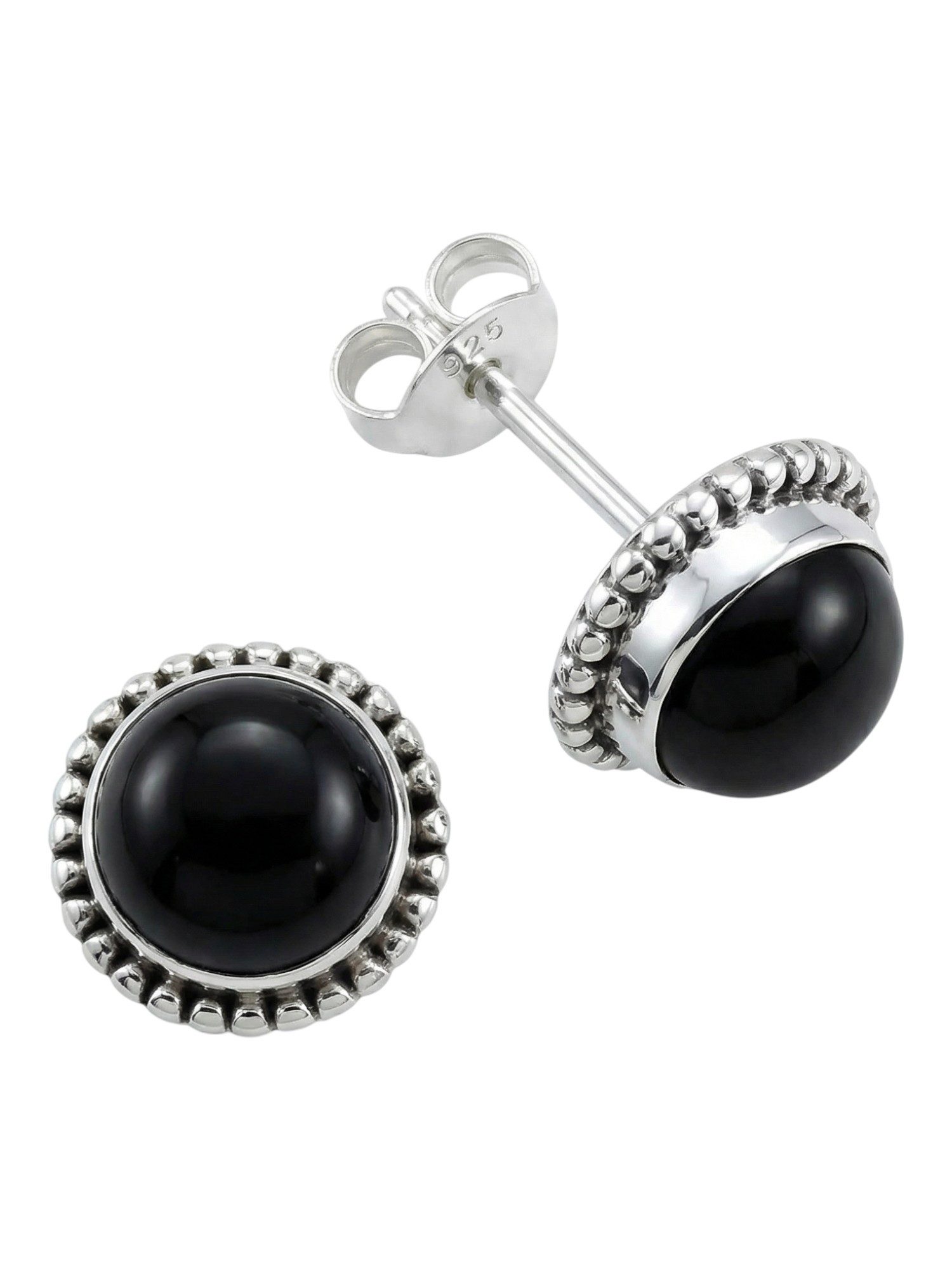 mantraroma Paar Ohrstecker PUNTI rund groß aus 925 Silber mit Onyx (Paar, P günstig online kaufen