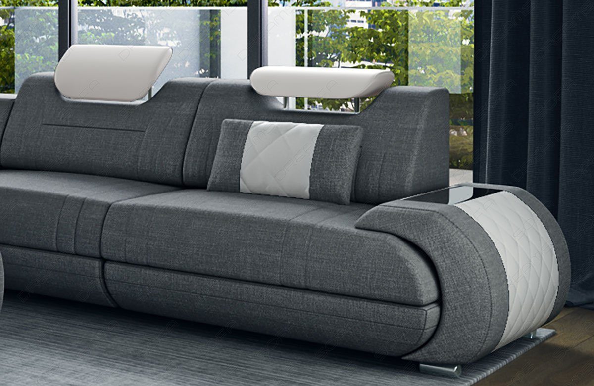 Stoffsofa, H Dreams Sofa Rimini wahlweise Polster grau-weiß L Stoff Couch Form mit Strukturstoff Sofa Ecksofa Bettfunktion