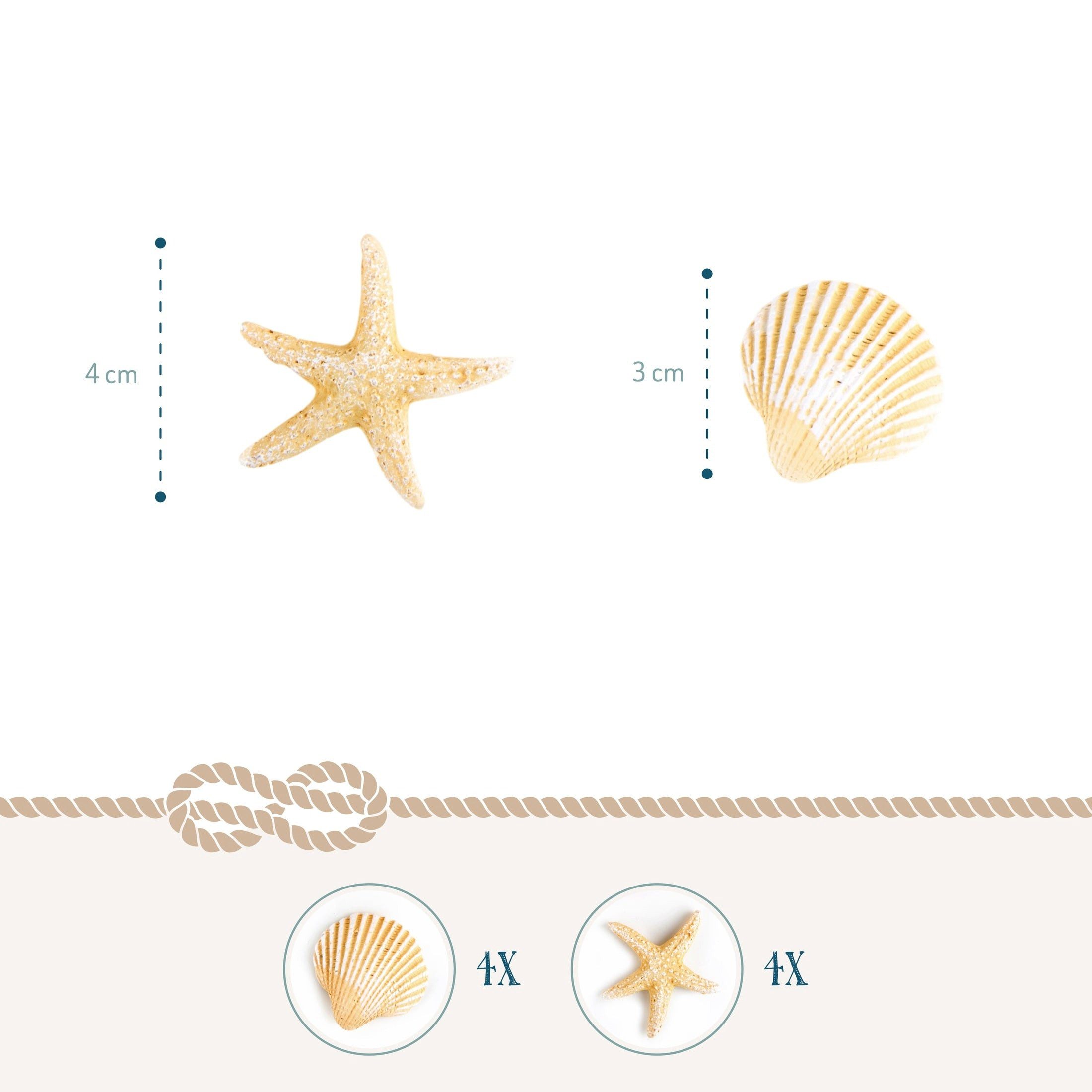 Logbuch-Verlag Dekofigur 8-teiliges Deko Set mit Muscheln + Seesternen beige zum Kleben