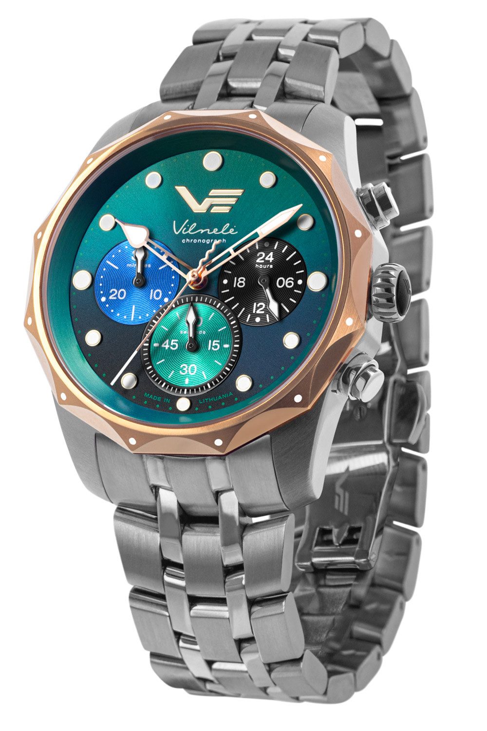 Vostok Europe Quarzuhr JS20-125E752-B, Damenuhr Chronograph Vilnele Stahl/Grün