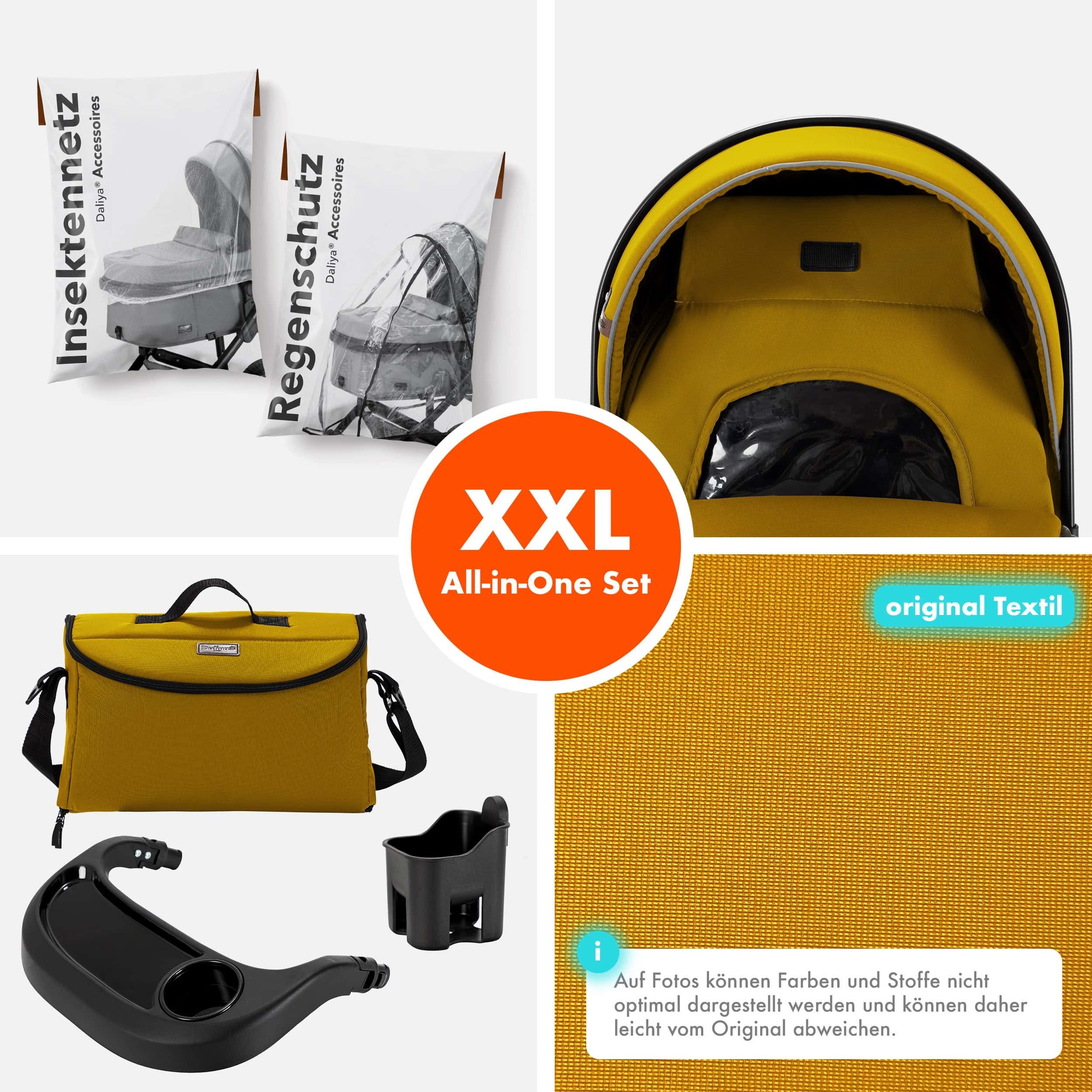 Daliya® Kombi-Kinderwagen FLEXI-PRO 2in1 Kinderwagen & Buggy, Reisekinderwagen, XXL Set, (10-tlg), modernes Design, Alu-Rahmen, Gummireifen, abnehmbare Gurte, UV 50+