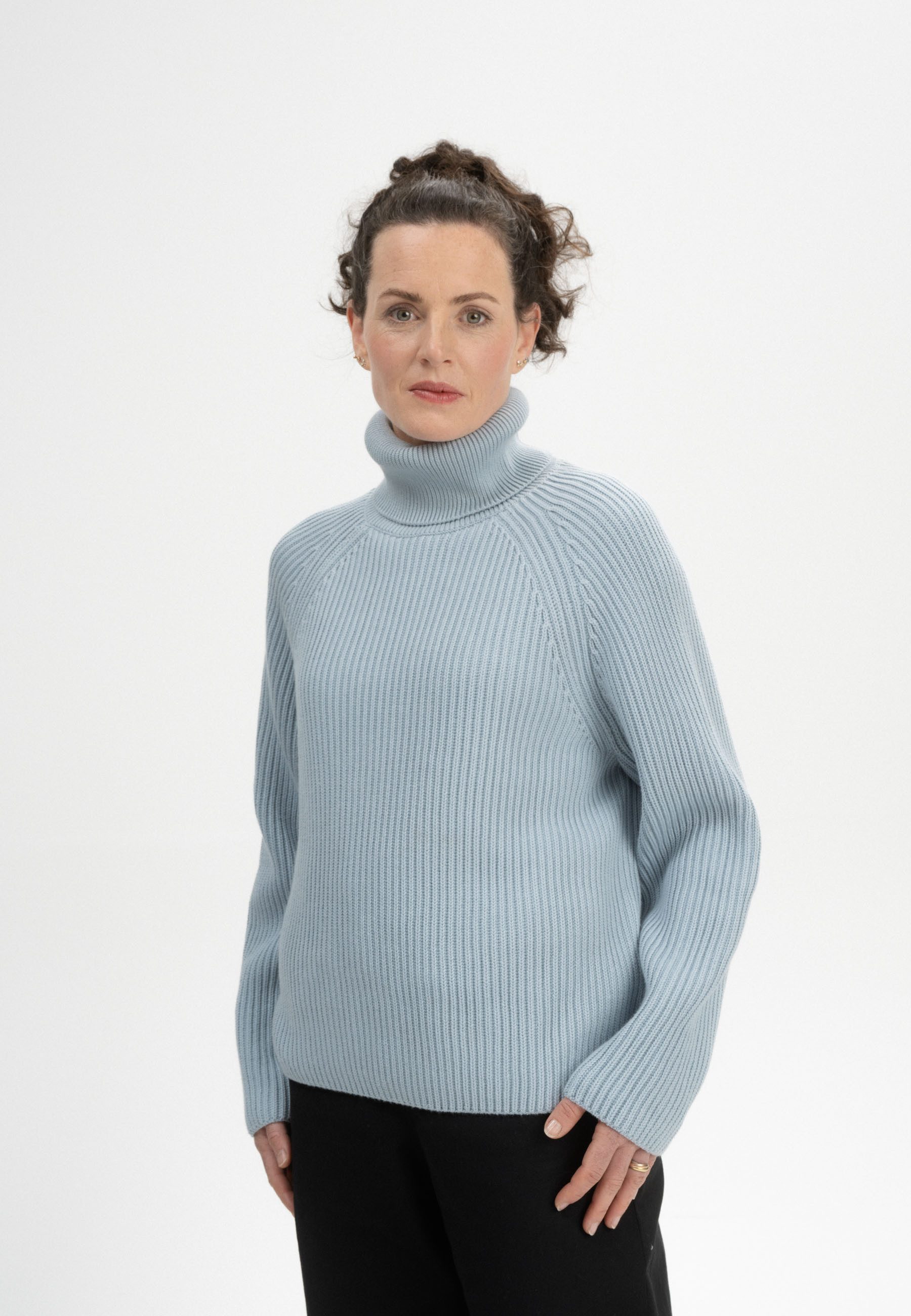 MELA Strickpullover Rippstrick Rollkragenpullover Style CHIRHA Raglanärmel günstig online kaufen