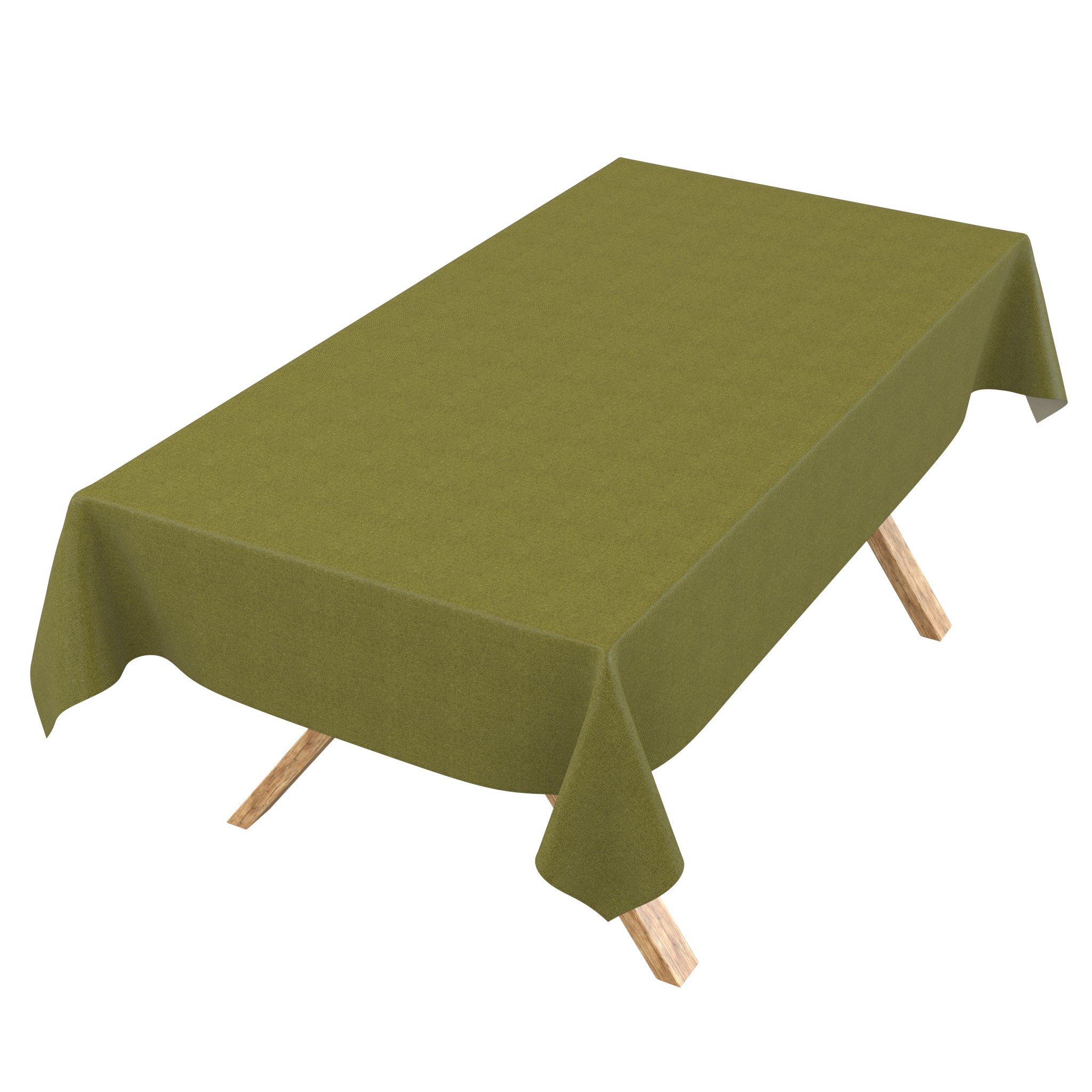 ANRO Tischdecke DanceDirty abwaschbar Leinenoptik wetterfest Falschuni Modern (Einzelstück 1-tlg, eine Tischdecke), Stofftischdecke schmutzabweisend 100x140cm Uni Grün