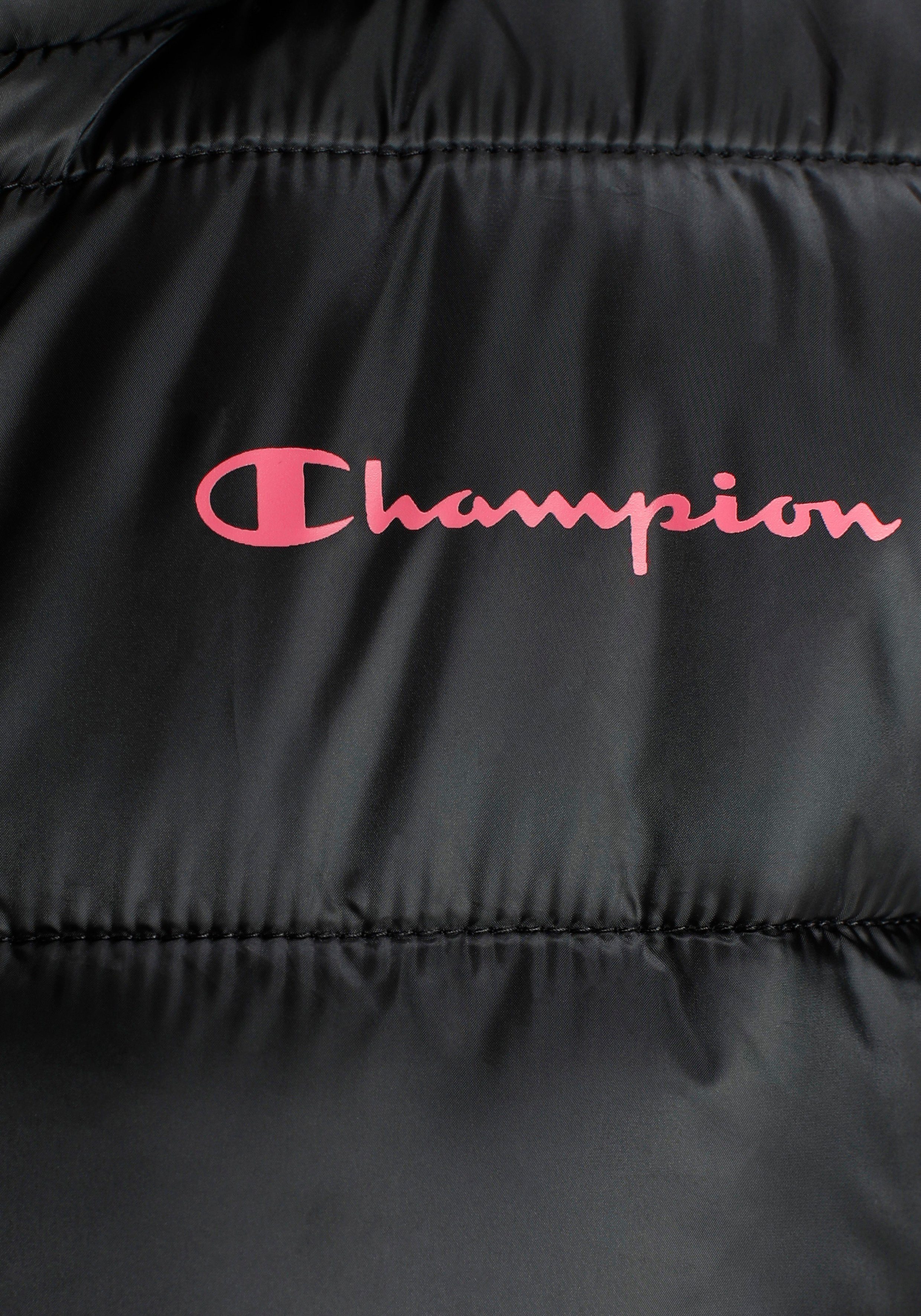 Champion Steppjacke Outdoor - schwarz-pink Kinder Jacket für Hooded