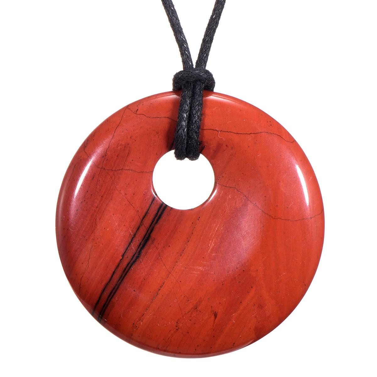 Morella Kette mit Anhänger Halskette 80 cm Donut Steinscheibe Anhänger (1-tlg., Kette mit Anhänger inkl. Samtbeutel), Damenkette mit Edelstein, Chakra, im Samtbeutel