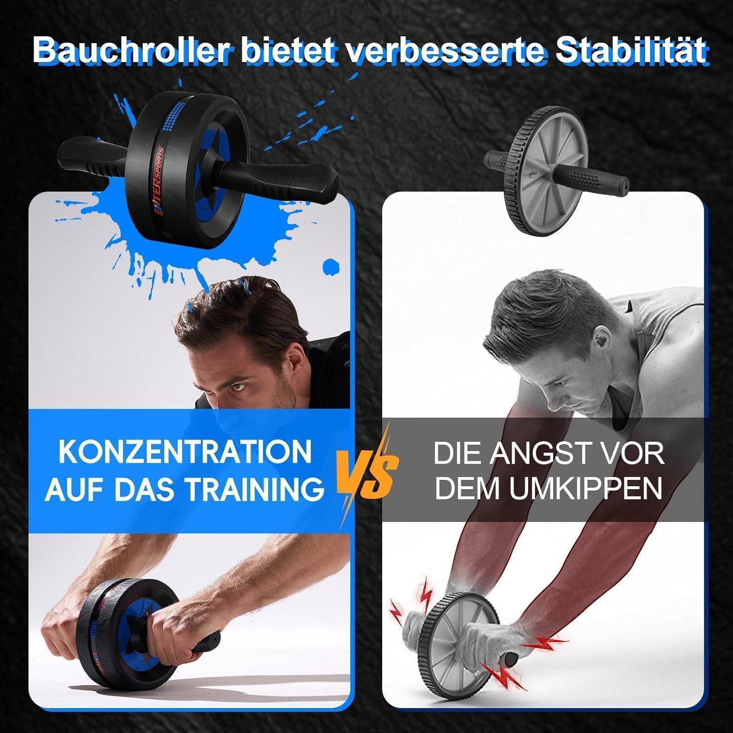 LuxusKollektion AB-Roller Bauchroller Bauchmuskeltrainer Kniematte Anfänger Profis Blau