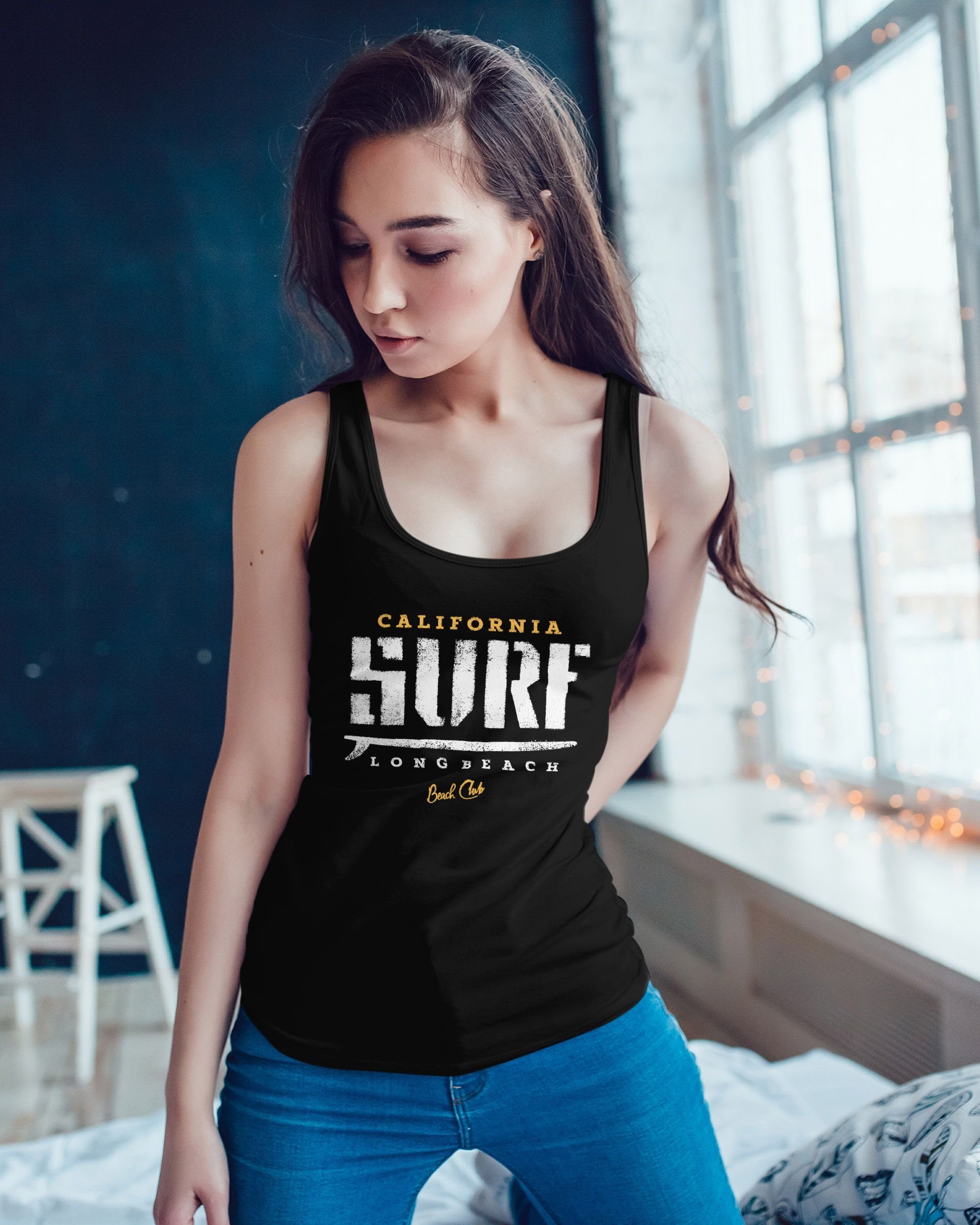Neverless Tanktop Damen Tank-Top Surfer Motiv günstig online kaufen