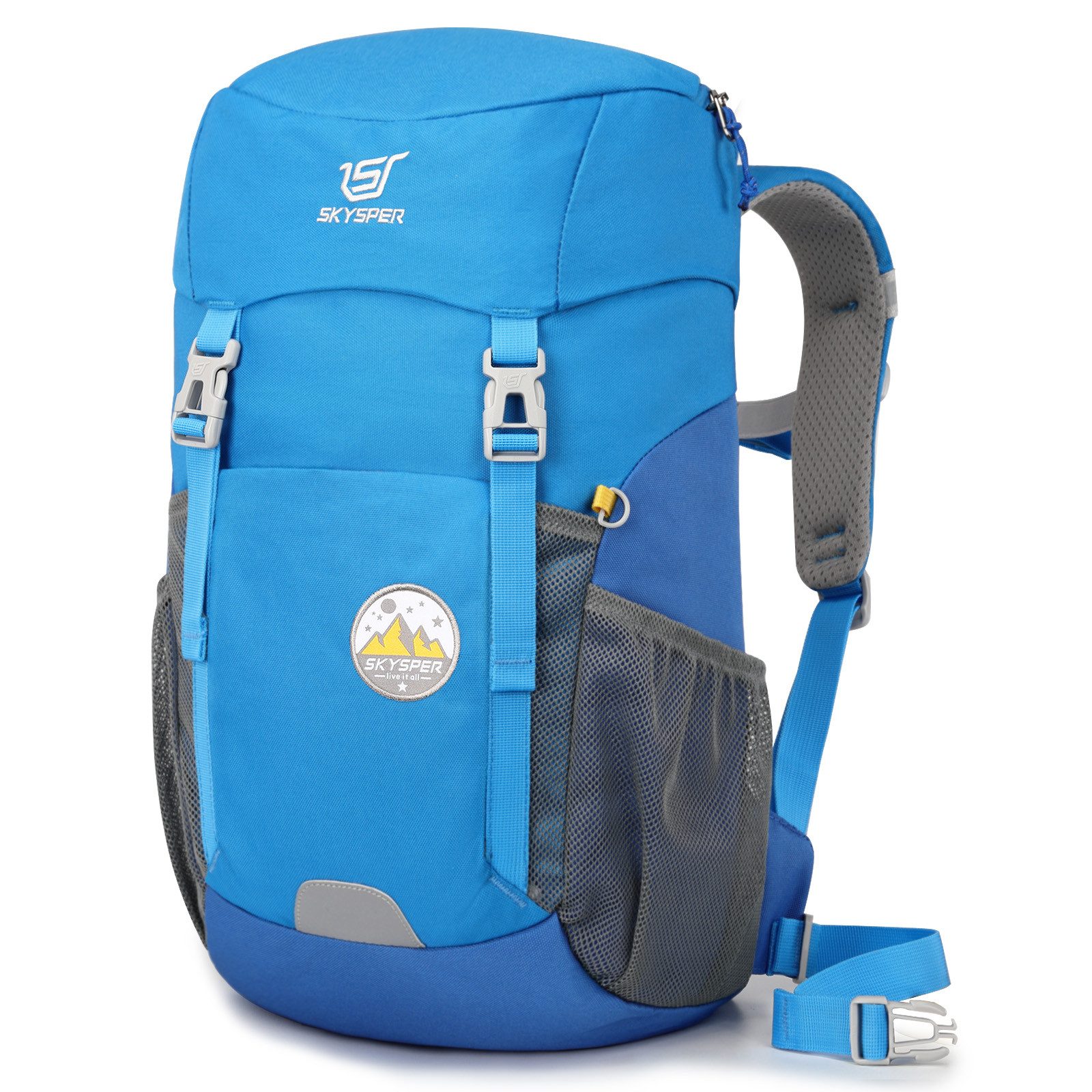 SKYSPER Wanderrucksack Kinder 15L Kinderrucksack mit Brustgurt für 6-12 Jahre (1-tlg), Outdoor Tagesrucksack mit Brustgurt & Hüftgurt für Wandern & Ausflüge
