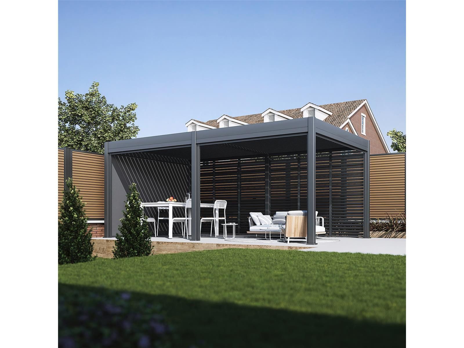 bellavista - Home&Garden® Pergola »Oasis« Sonnenrollo für 3,6m Pergola Sichtschutz Windschutz Rollo, BxTxH: 340x11x236 cm, anthrazit, wetterfest - Garten, Terrasse & Outdoor