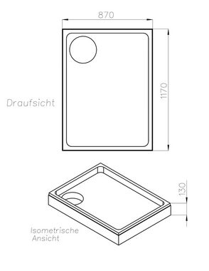 OTTOFOND Duschwanne, rechteckig, Sanitäracryl, Set, 120x90x3 cm, mit Wannenträger, Ablaufgarnitur und Fugendichtband