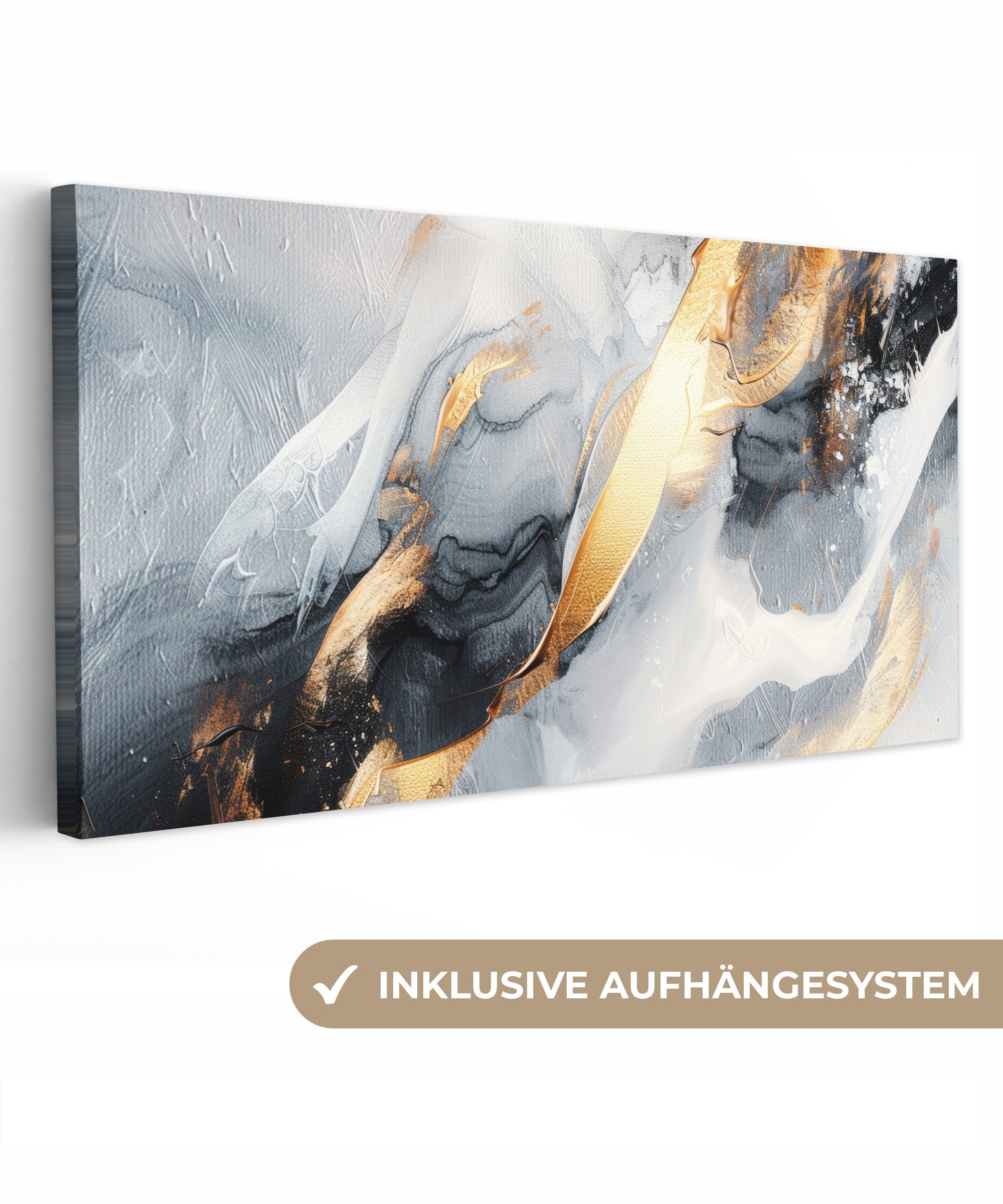 OneMillionCanvasses® Leinwandbild Panorama Abstrakt - Gold günstig online kaufen