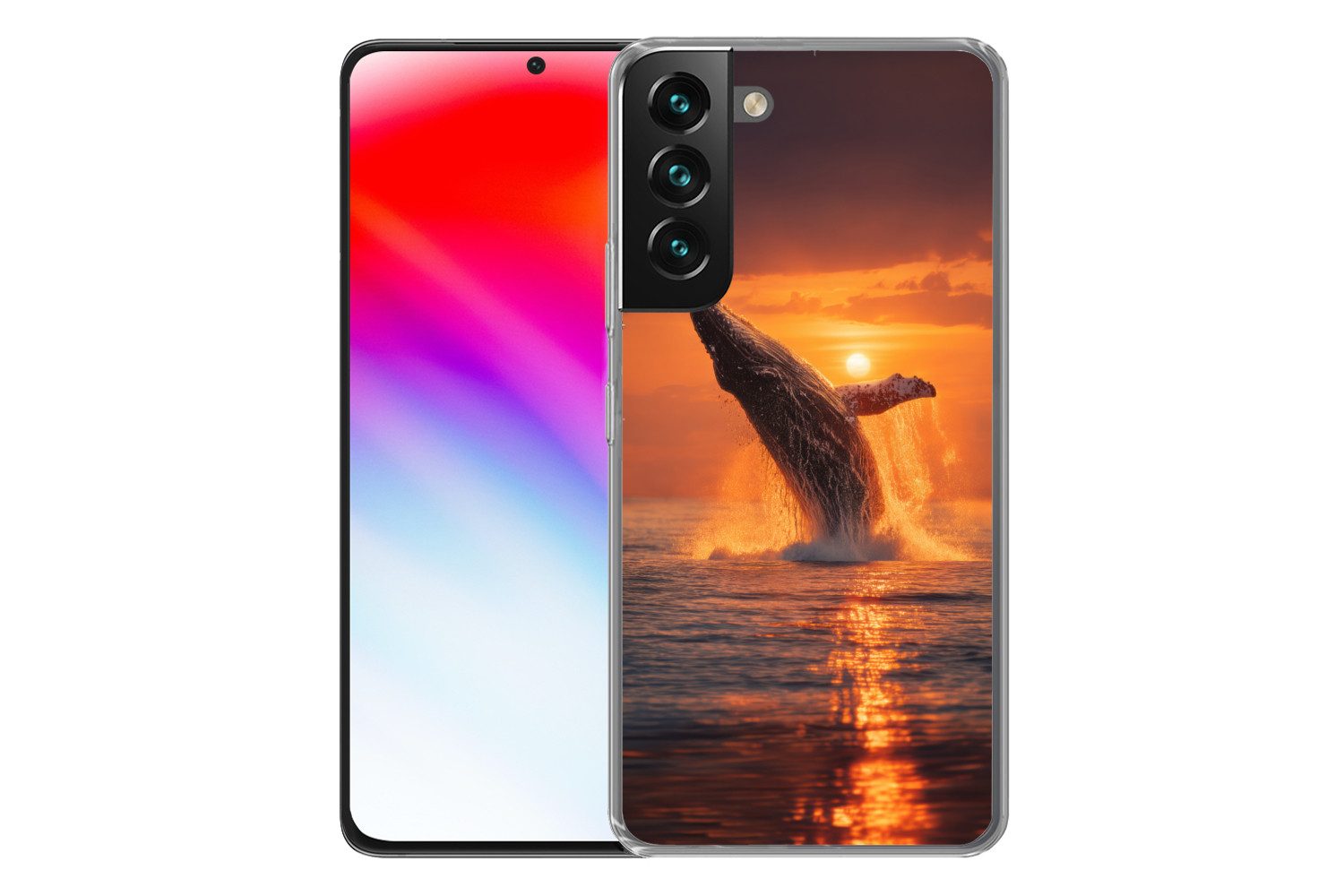 MuchoWow Handyhülle für Samsung Galaxy S22 Plus Wal - Sonne - Meer, Phone Case, Silikon, Schutzhülle Dünn