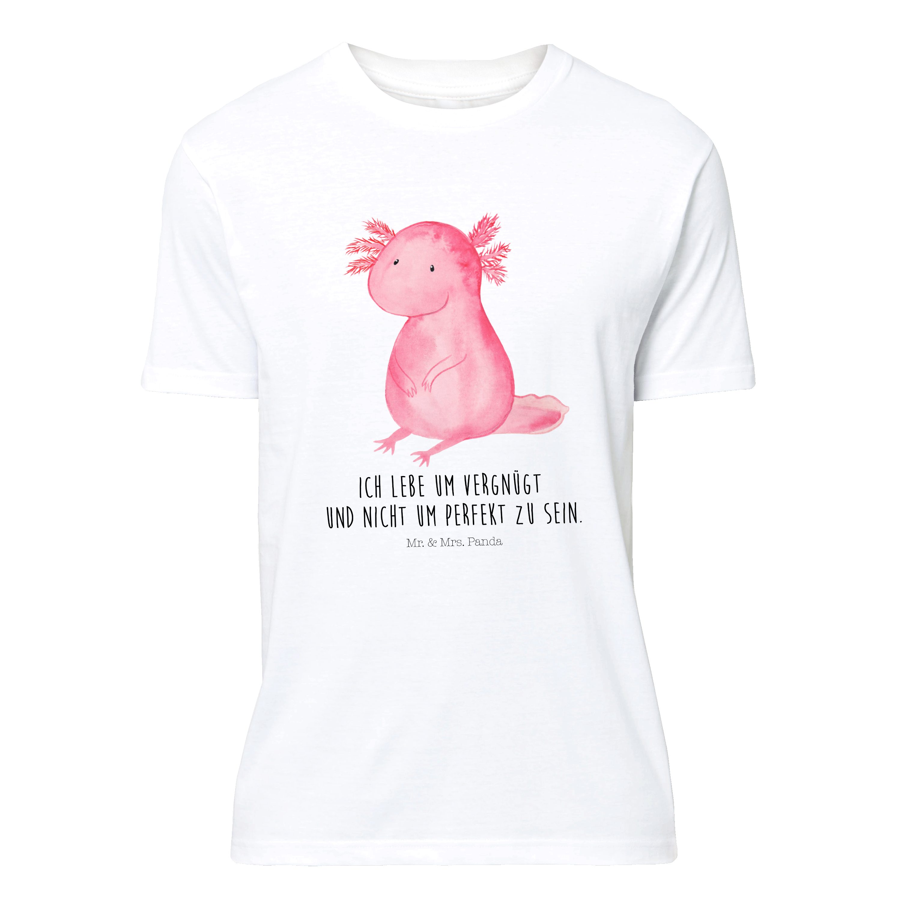 Mr. & Mrs. Panda T-Shirt Axolotl - Weiß - Geschenk, Weisheit, vergnügt, T-Shirt mit Spruch, Li (1-tlg)