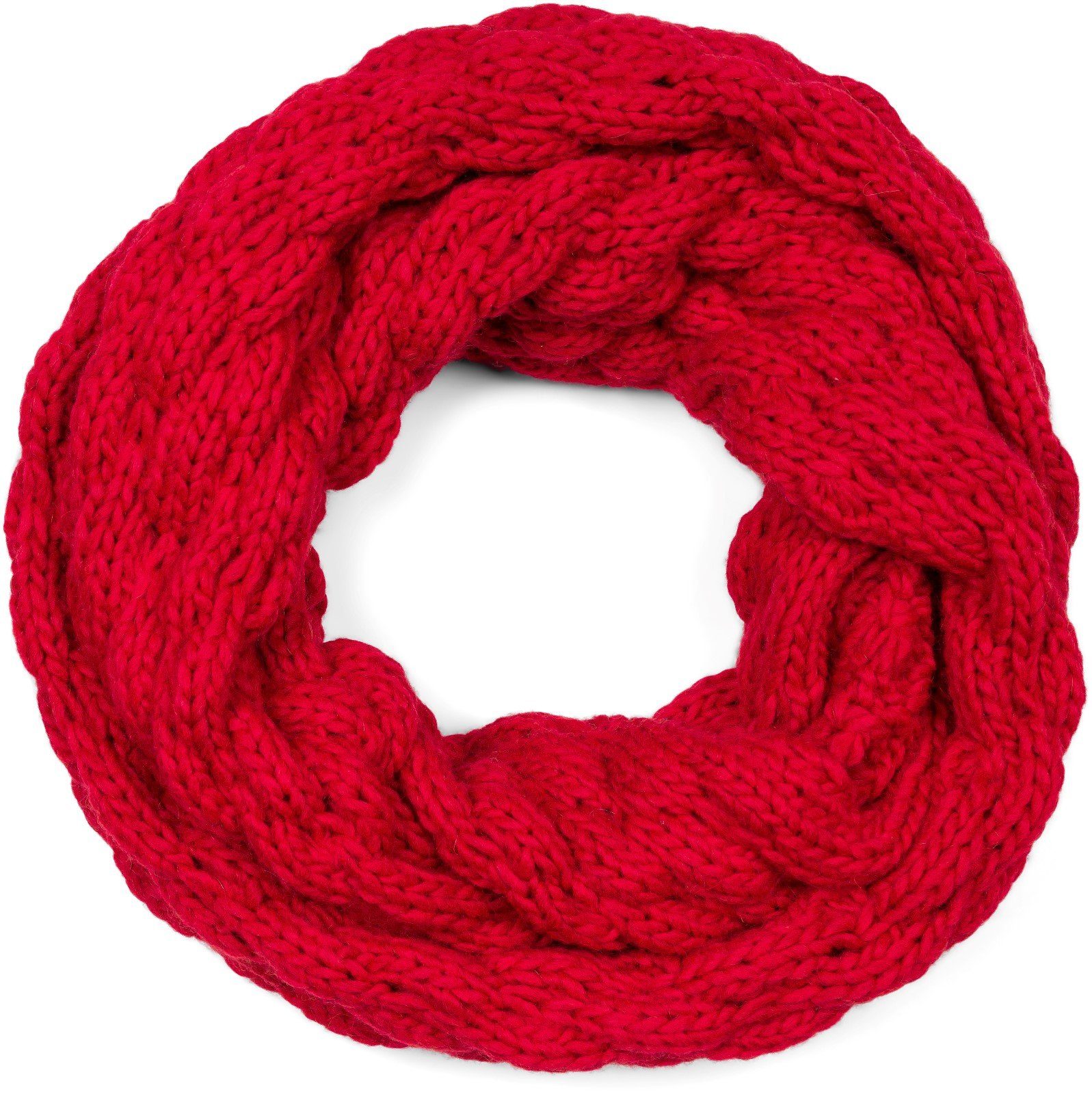 styleBREAKER Strickschal, (1-St), Strick Loop mit Bubblemuster Rot