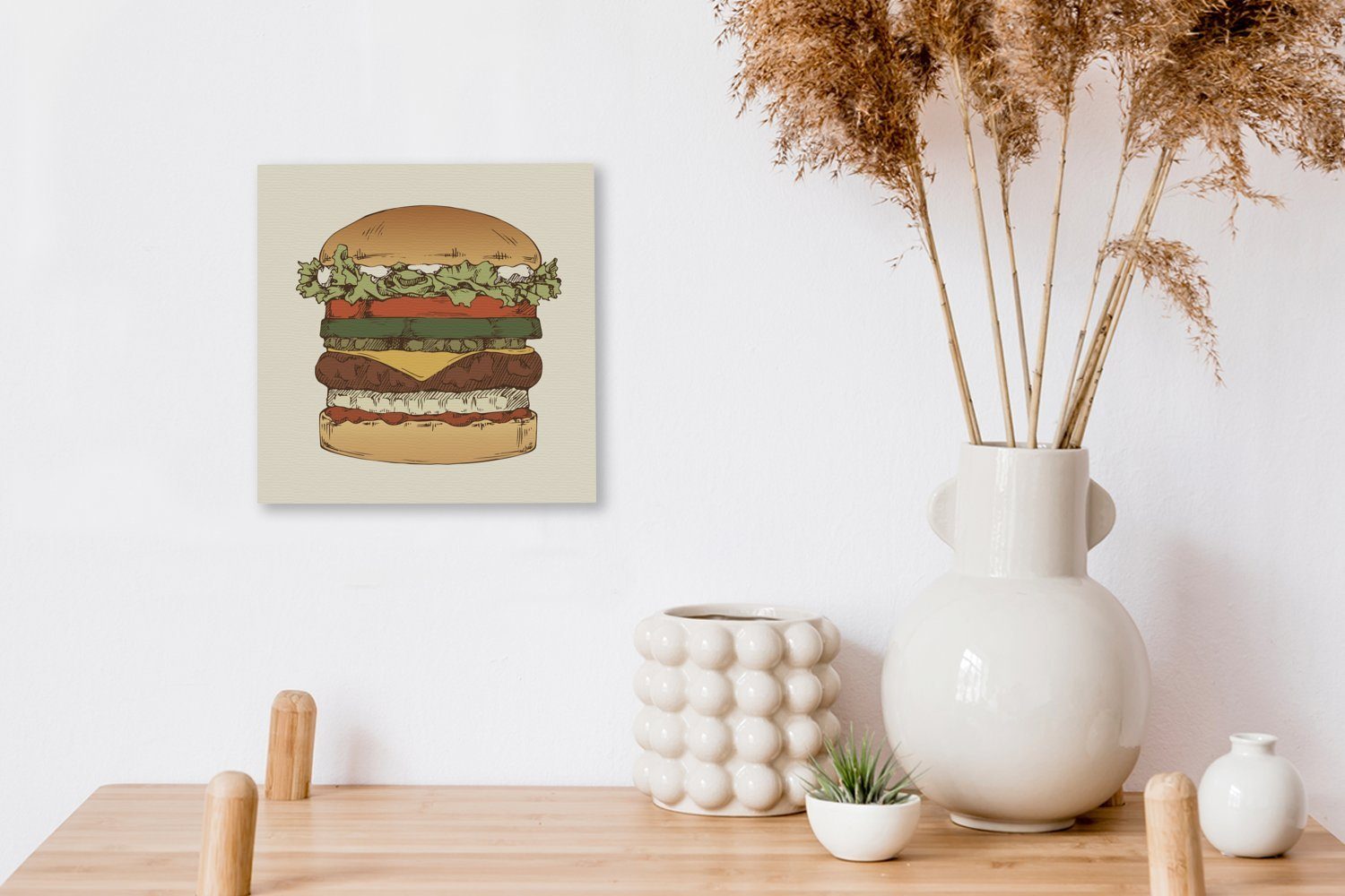 OneMillionCanvasses® Leinwandbild Schlafzimmer klassischen Eine Leinwand Illustration für Hamburgers, Wohnzimmer eines St), Bilder (1