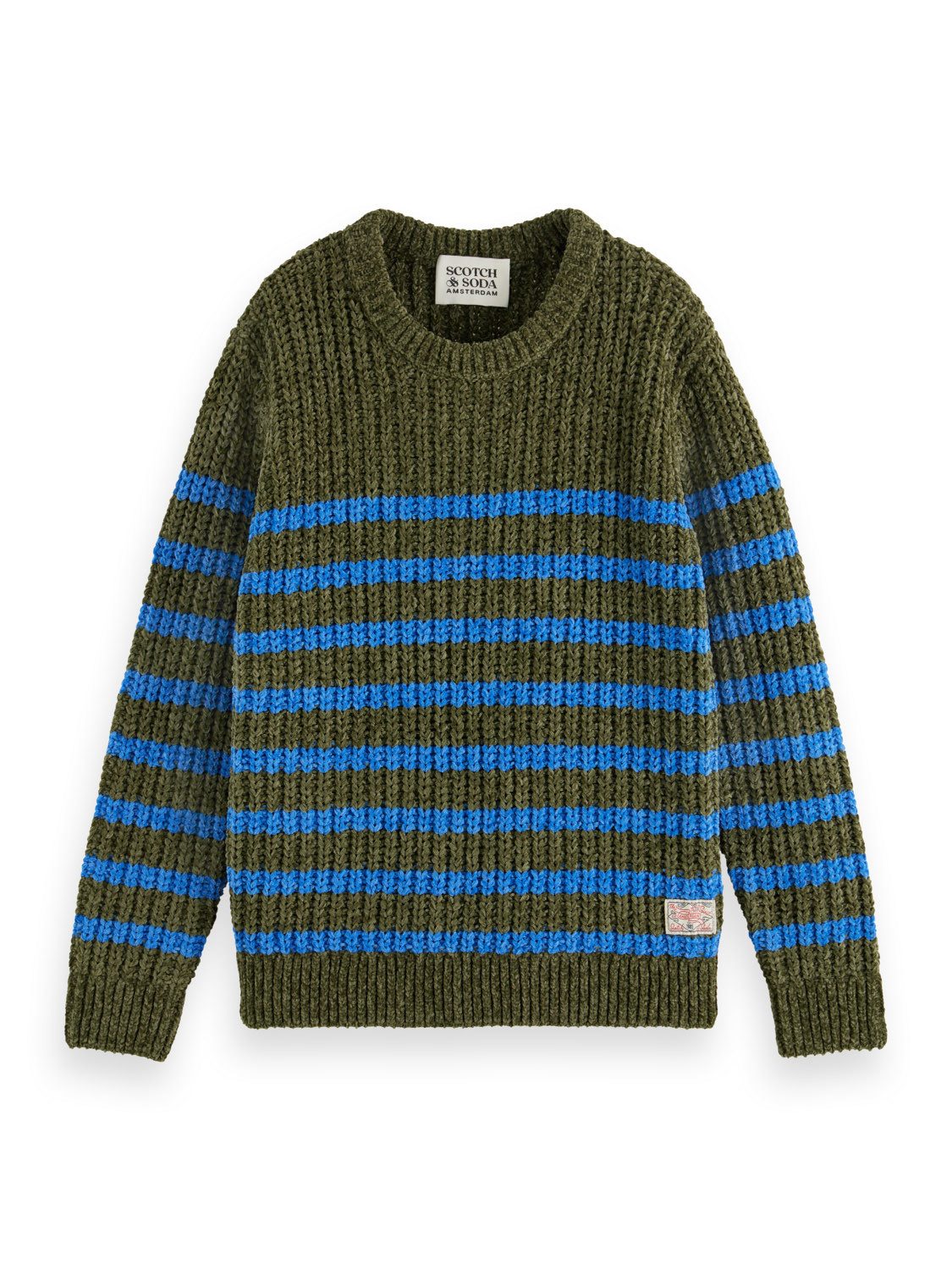 Scotch & Soda Strickpullover SCOTCH & SODA edler Strickpullover military grün blau gestreift