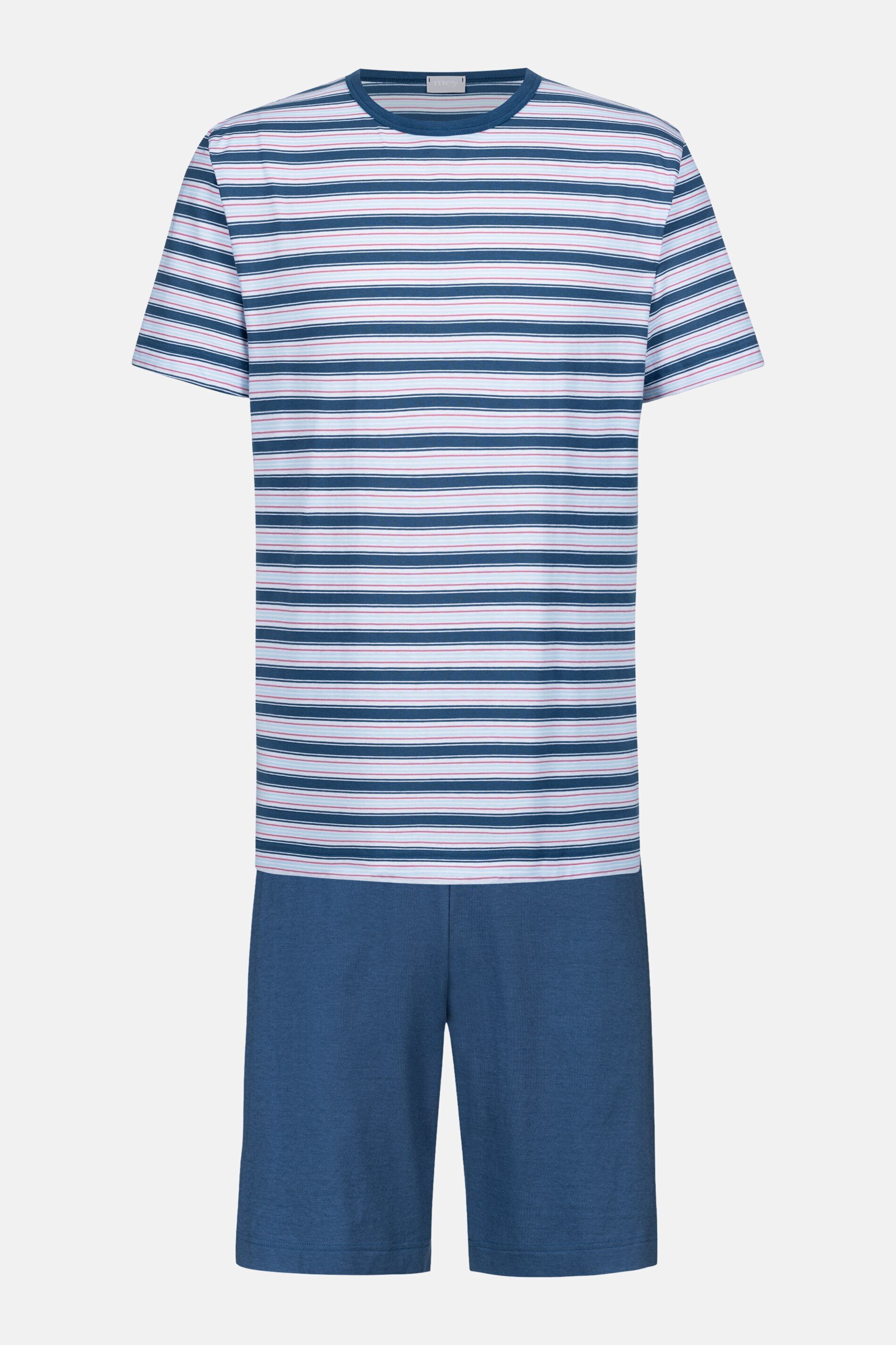 Mey Schlafanzug Mey Kurzer Pyjama Serie Sky Stripes Gestreift (2 tlg) Reine Baumwolle, Atmungsaktiv, Jersey-Qualität, purer Komfort