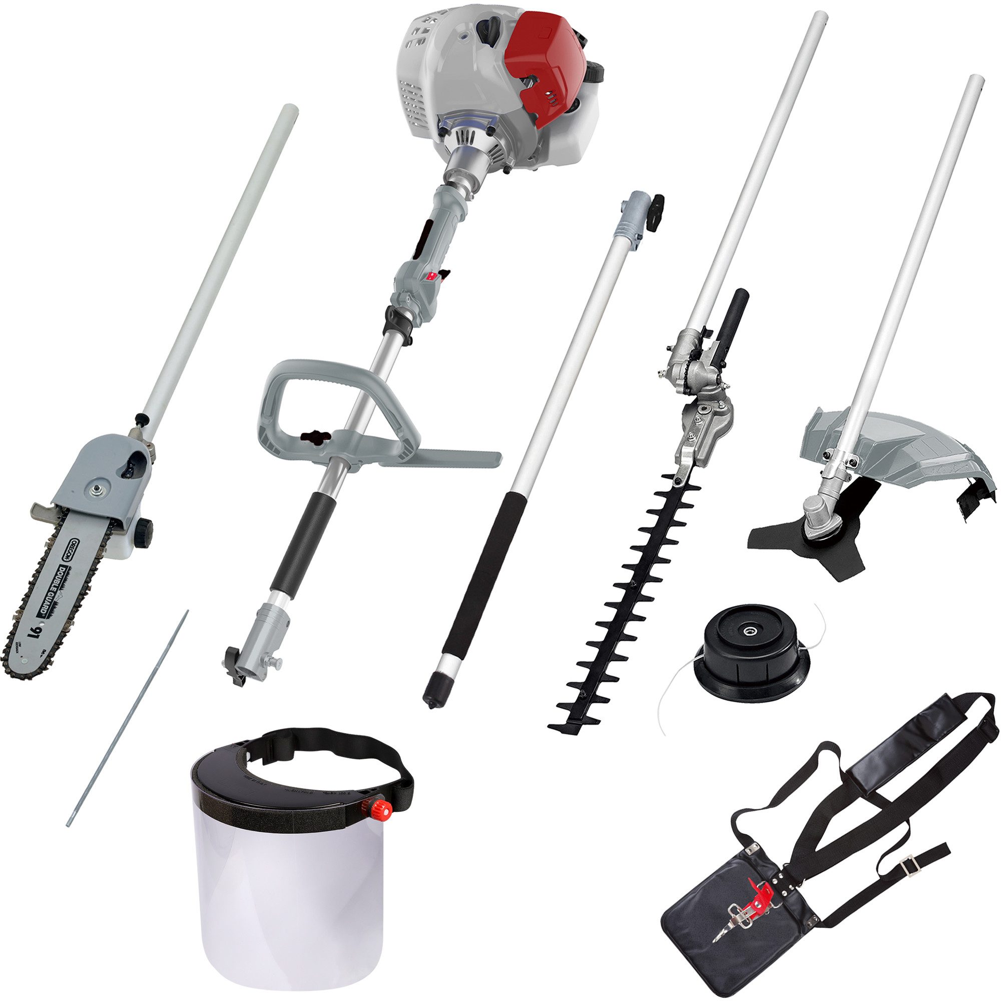 ikra GmbH Garten-Multifunktionsgerät IBKH 33-1, mit Feile & Schutzschild (Klarischt), 4in1: Rasentrimmer, Freischneider, Teleskop-Heckenschere & Entaster