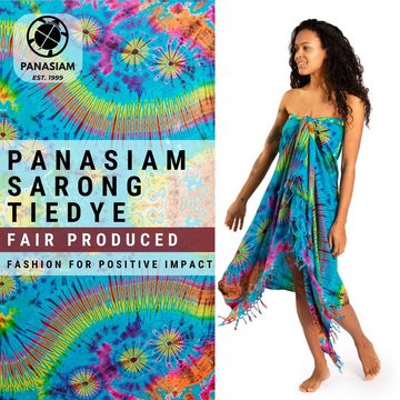 PANASIAM Pareo Sarong TieDye Design aus leichter Viskose Strandtuch Wrap, Strandkleid Bikini Cover-up Tuch für den Strand Schultertuch Halstuch