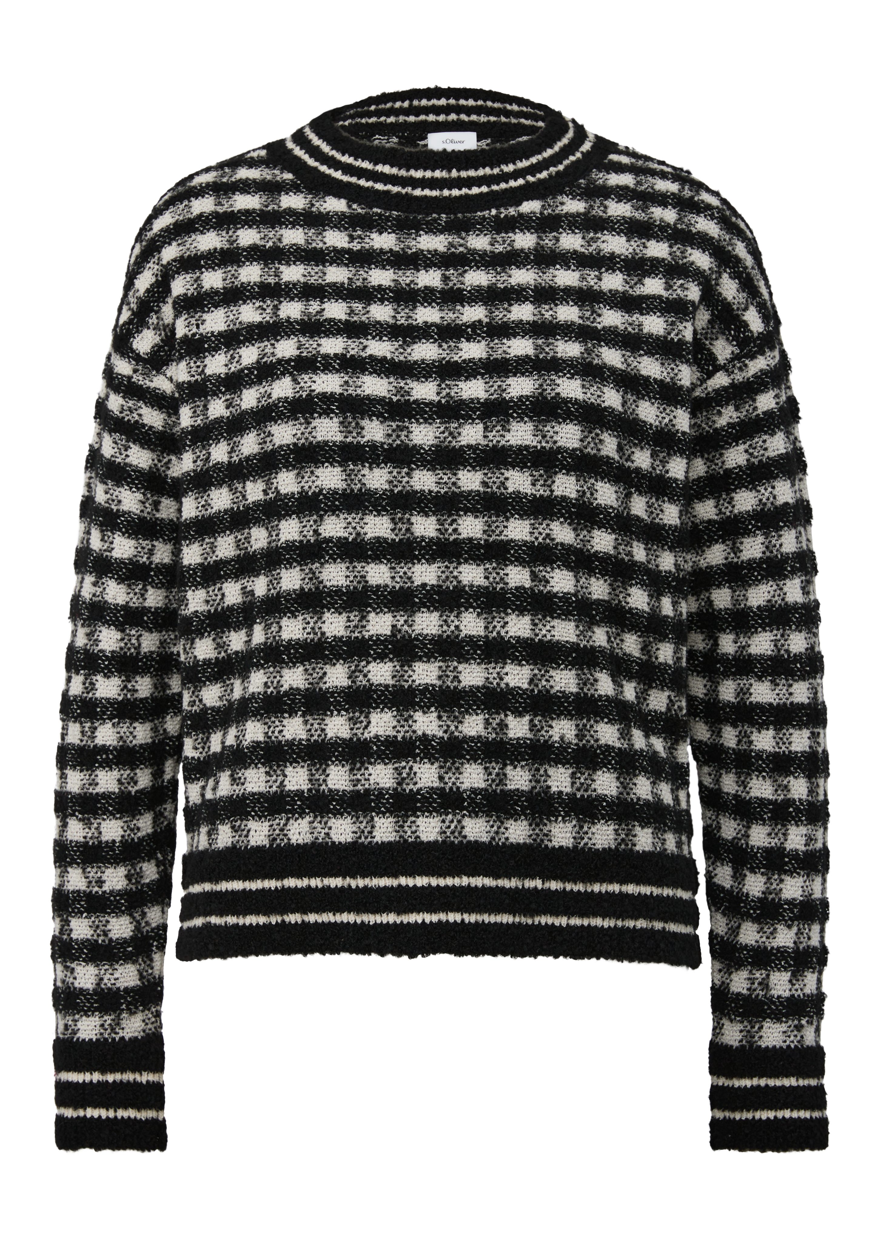 s.Oliver BLACK LABEL Stehkragenpullover mit Karomuster günstig online kaufen