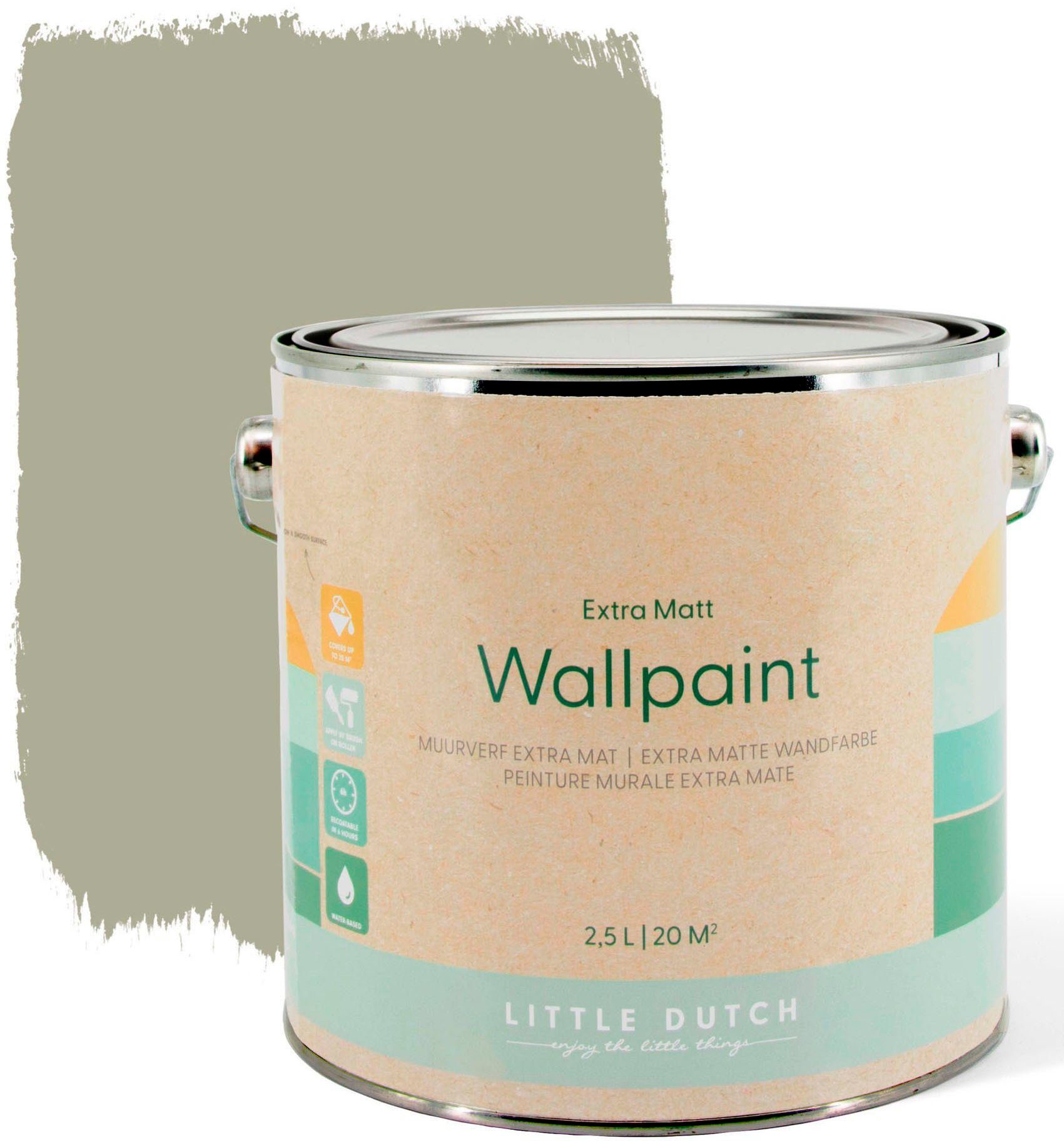 matt, Grün Vintage Olive extra Wallpaint, DUTCH waschbeständig, Kinderzimmer LITTLE und geeignet für Wandfarbe hochdeckend