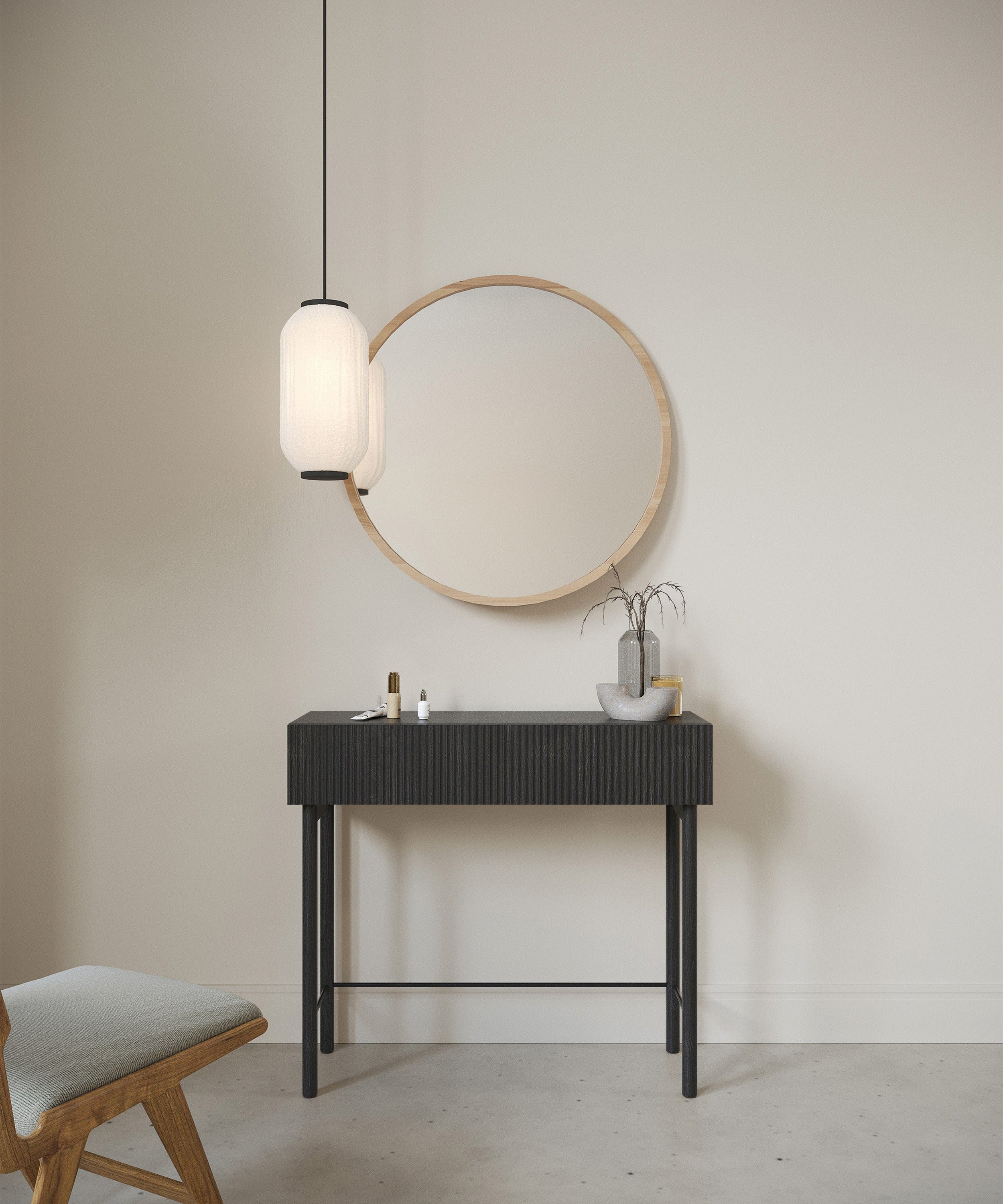 Selsey Konsolentisch NOLIE, mit Schublade, geriffelter Front und Holzbeinen, 90 cm