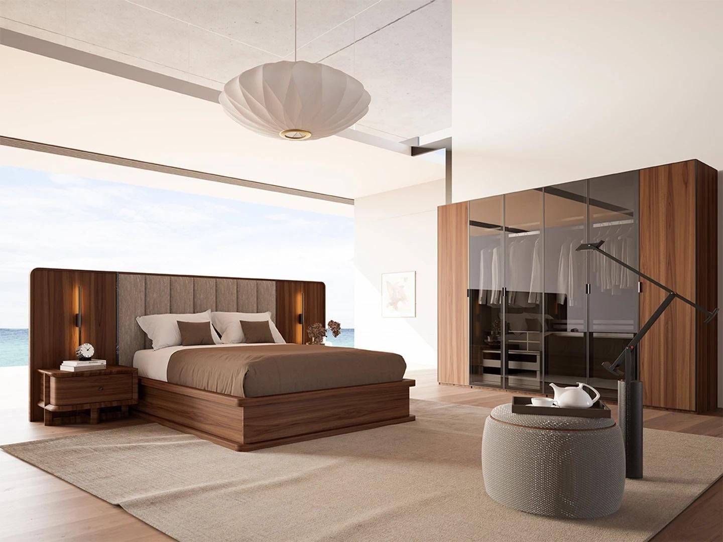 JVmoebel Schlafzimmer-Set Luxus Set Schlafzimmer Komplett Bett 2x Nachttische Modern Neu, (3-St., Nur Bett + 2x Nachttische), Made in Europa