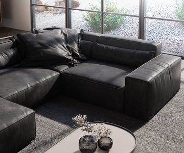 DELIFE Big-Sofa Sirpio, L Lederimitat Vintage Anthrazit 330x230 cm Recamiere variabel