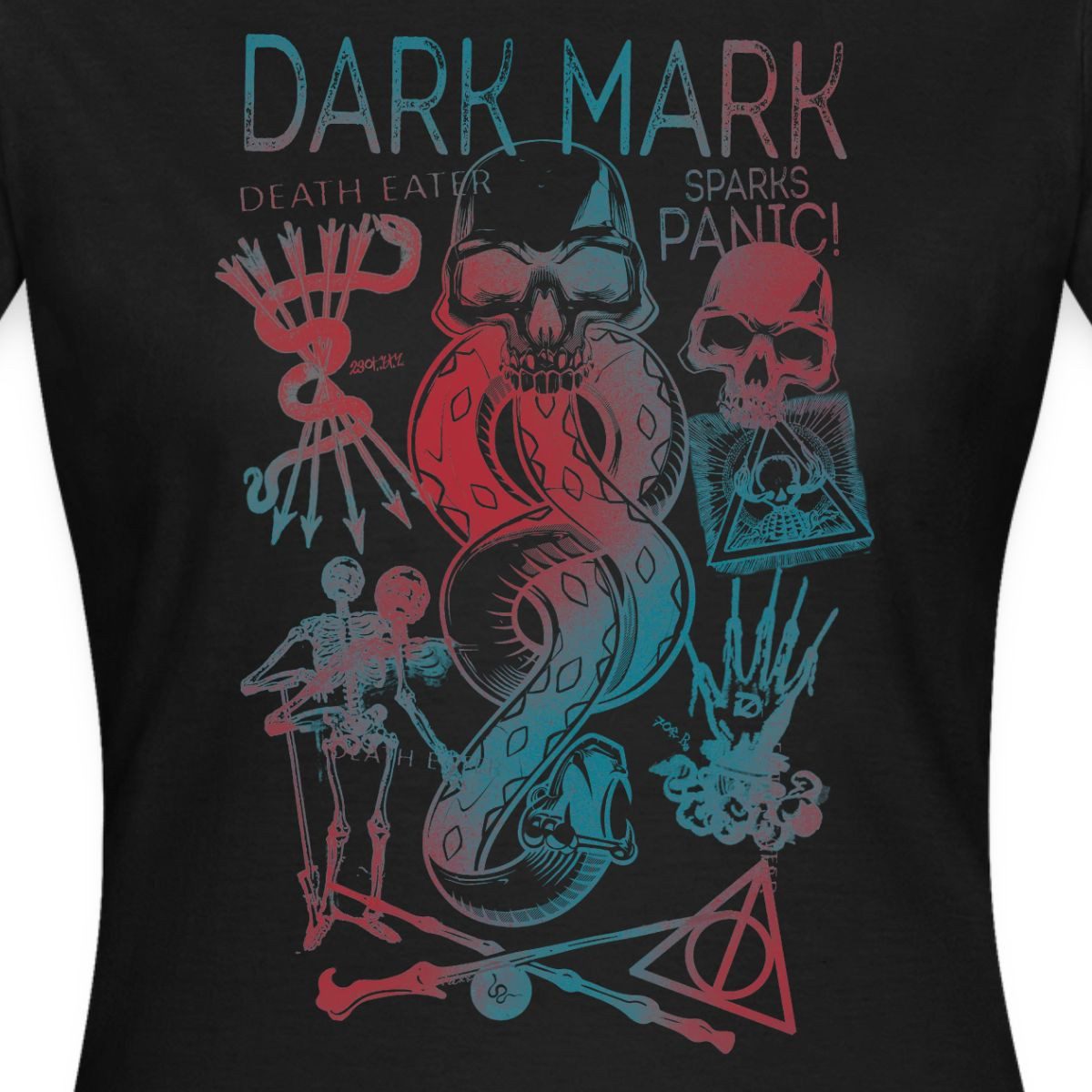Spreadshirt T-Shirt Harry Potter Dunkles Mal & Horkruxe Design Frauen T-Shirt (1-tlg) Slim Fit, fällt klein aus