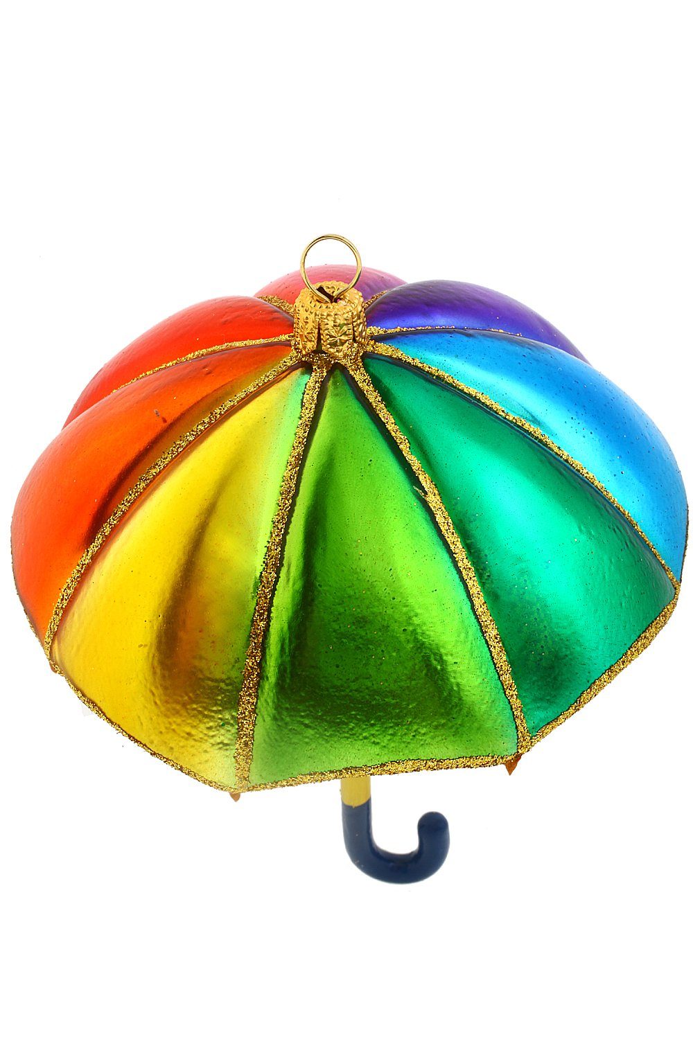 - mundgeblasen Regenschirm - Regenbogenfarben, Hamburger Weihnachtskontor Christbaumschmuck handdekoriert Dekohänger