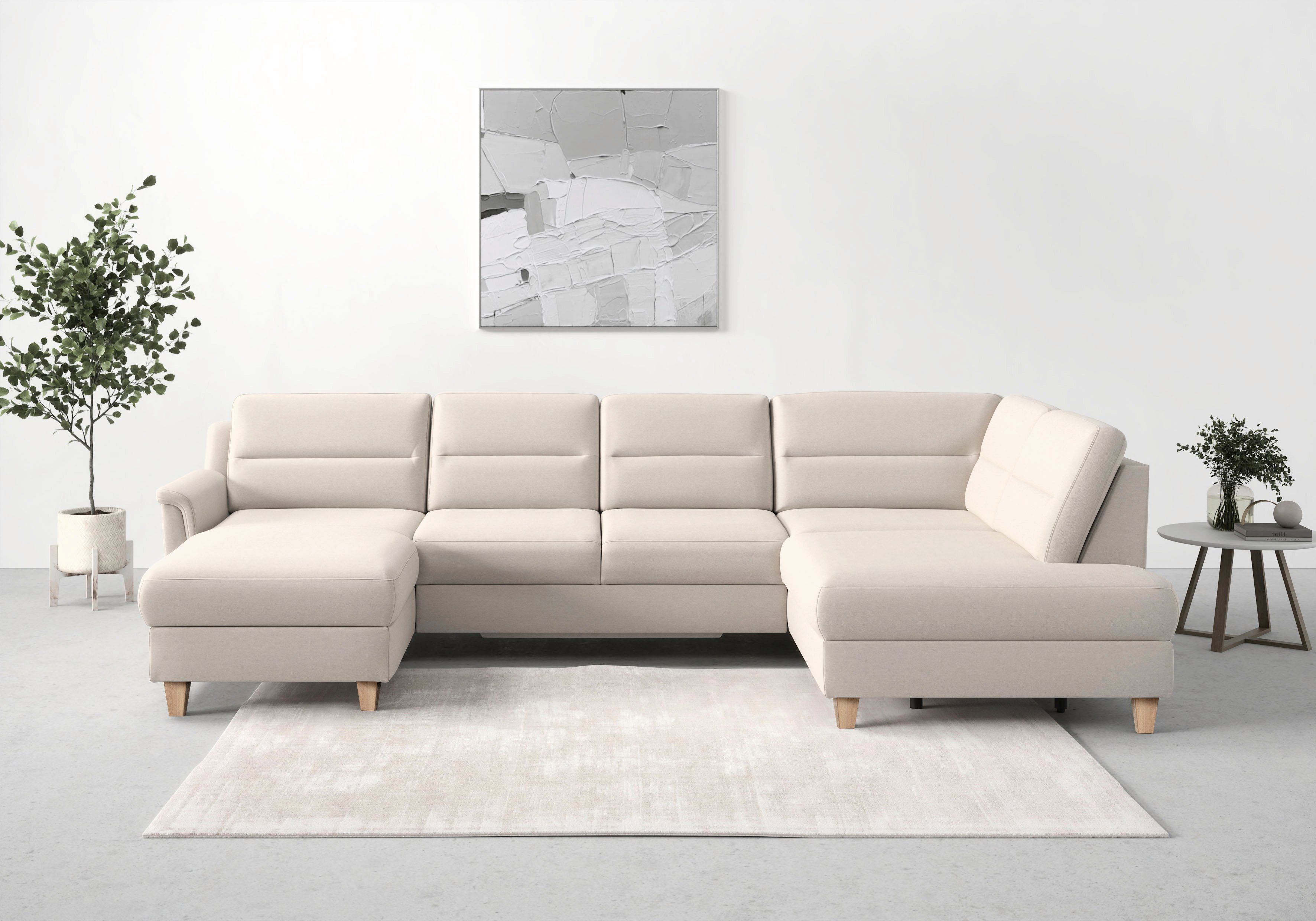 sit&more Wohnlandschaft Farö U-Form, inklusive Federkern, wahlweise mit Bettfunktion und Bettkasten