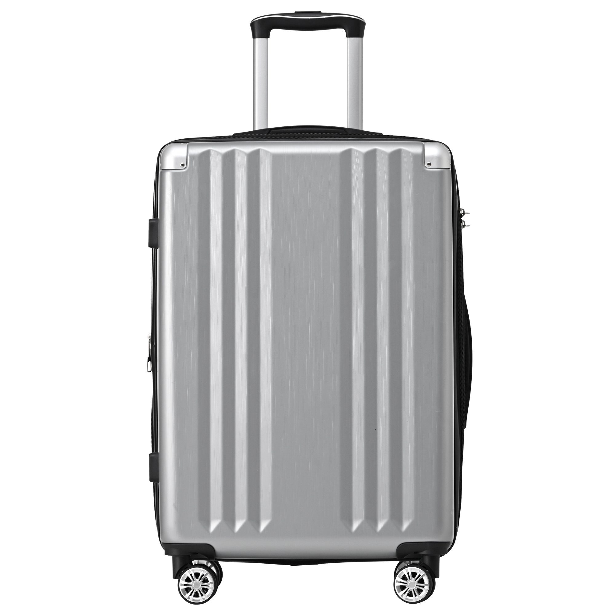 EXTSUD Handgepäckkoffer Hartschalen-Koffer, Rollkoffer, Reisekoffer, Handgepäck 4 Rollen, ABS-Material, TSA Zollschloss, 76.5*50.5*31.5 grau
