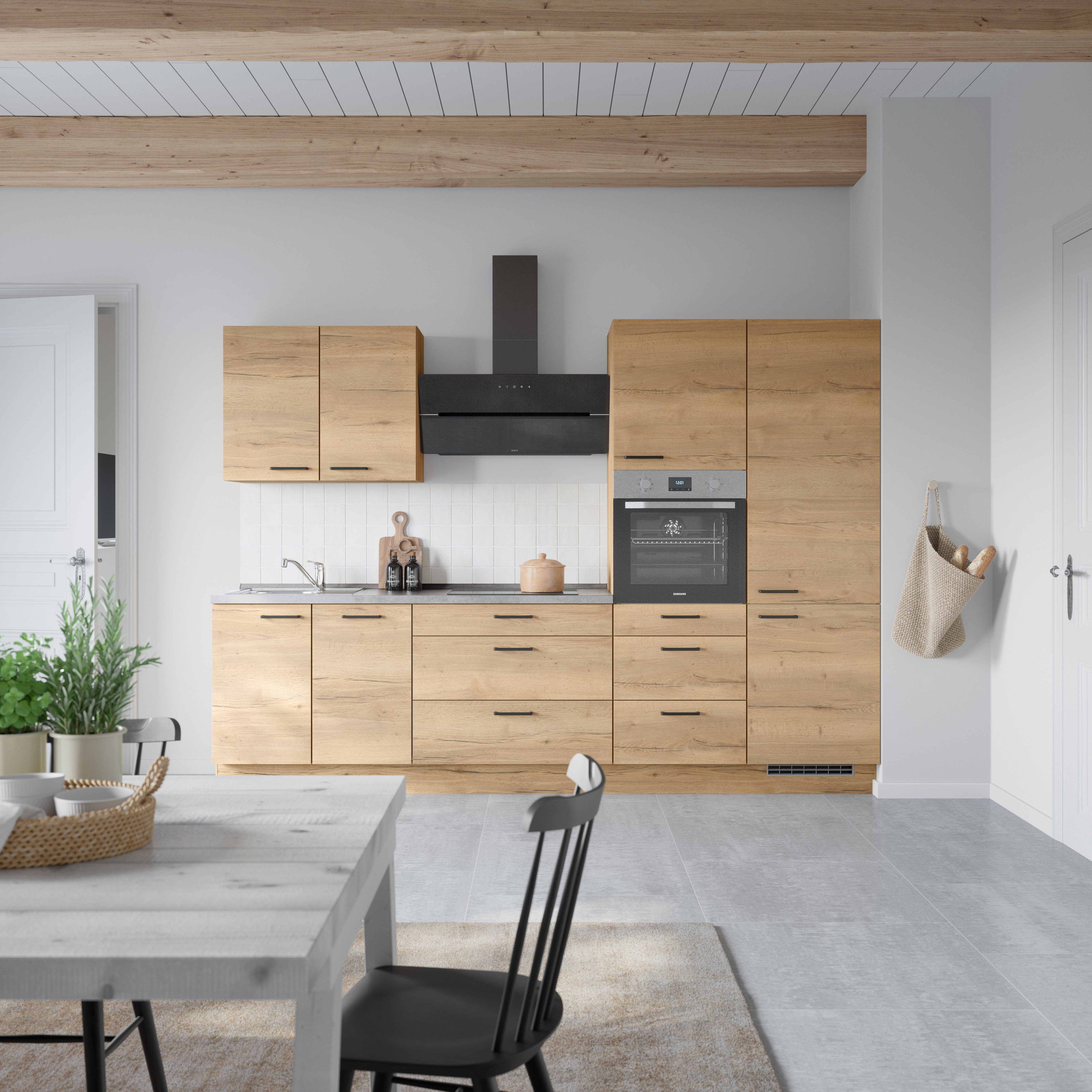 nobilia® Küchenzeile "Structura II", NEU: individuell anpassbar mit gratis Profi-Beratung, vormontiert, Breite 300 cm, Ausrichtung wählbar, wahlw. mit E-Geräten