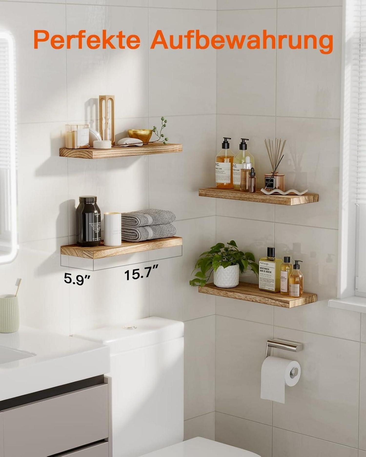 LuxusKollektion Küchenorganizer-Set Wandregal Holz 40 cm günstig online kaufen