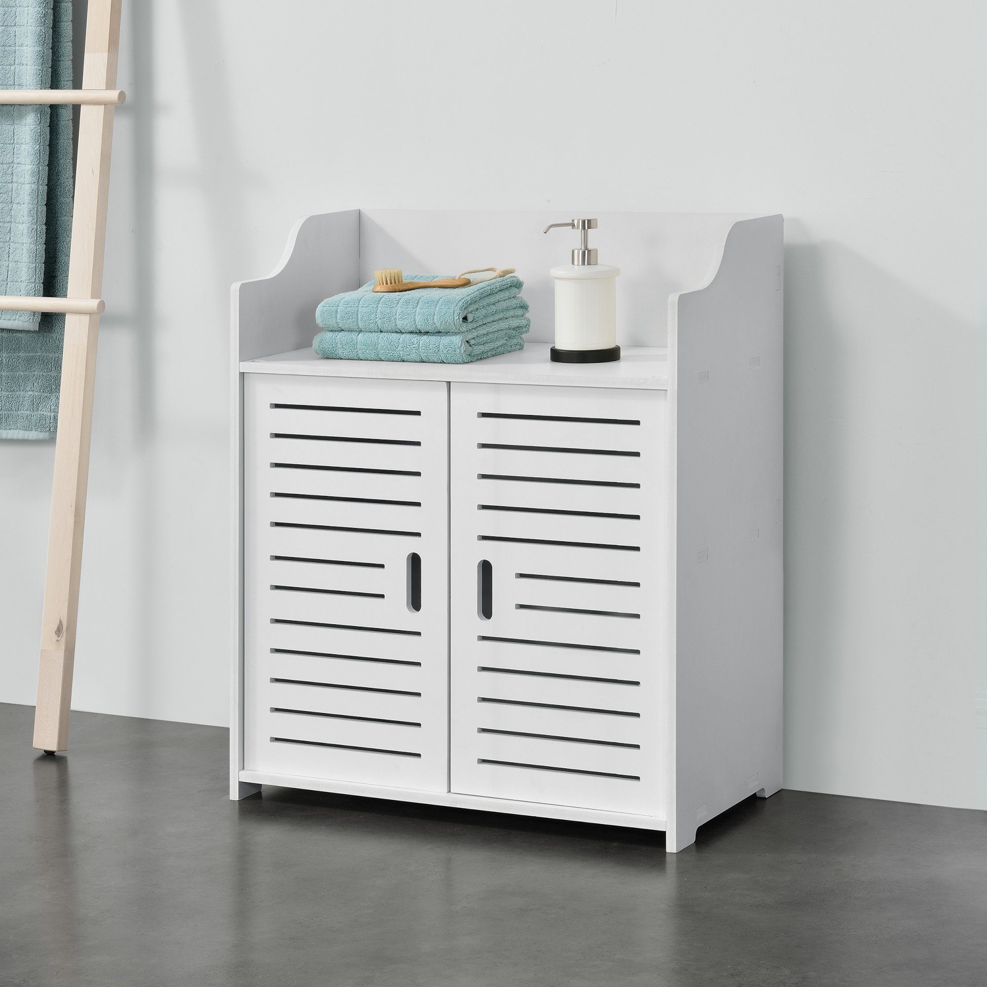 en.casa Midischrank »Trosa« Badezimmerschrank, 72x60x32cm, Weiß günstig online kaufen