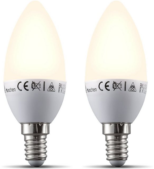 B.K.Licht LED-Leuchtmittel, E14, 2 Stück, Warmweiß, Smart Home LED-Lampe RGB WiFi App-Steuerung dimmbar Glühbirne 5,5W 470 Lumen-Otto