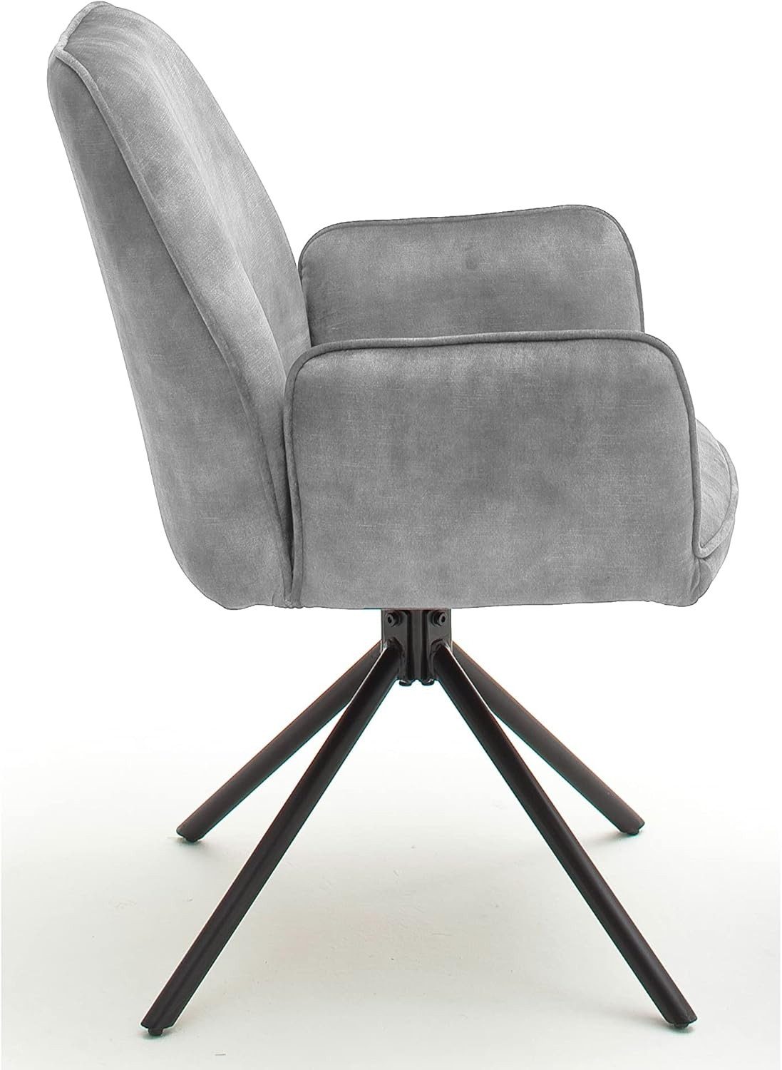 möbelando Esszimmerstuhl Ottawa I, mit Armlehne in Grau - 60x89x64 (BxHxT) 180 °drehbar